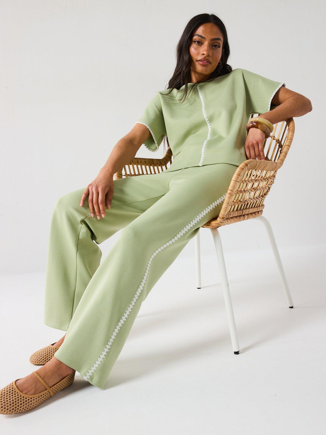  image of v-by-very-soft-touch-whipstitch-sleeveless-sweatshirt-top-co-ord-sage