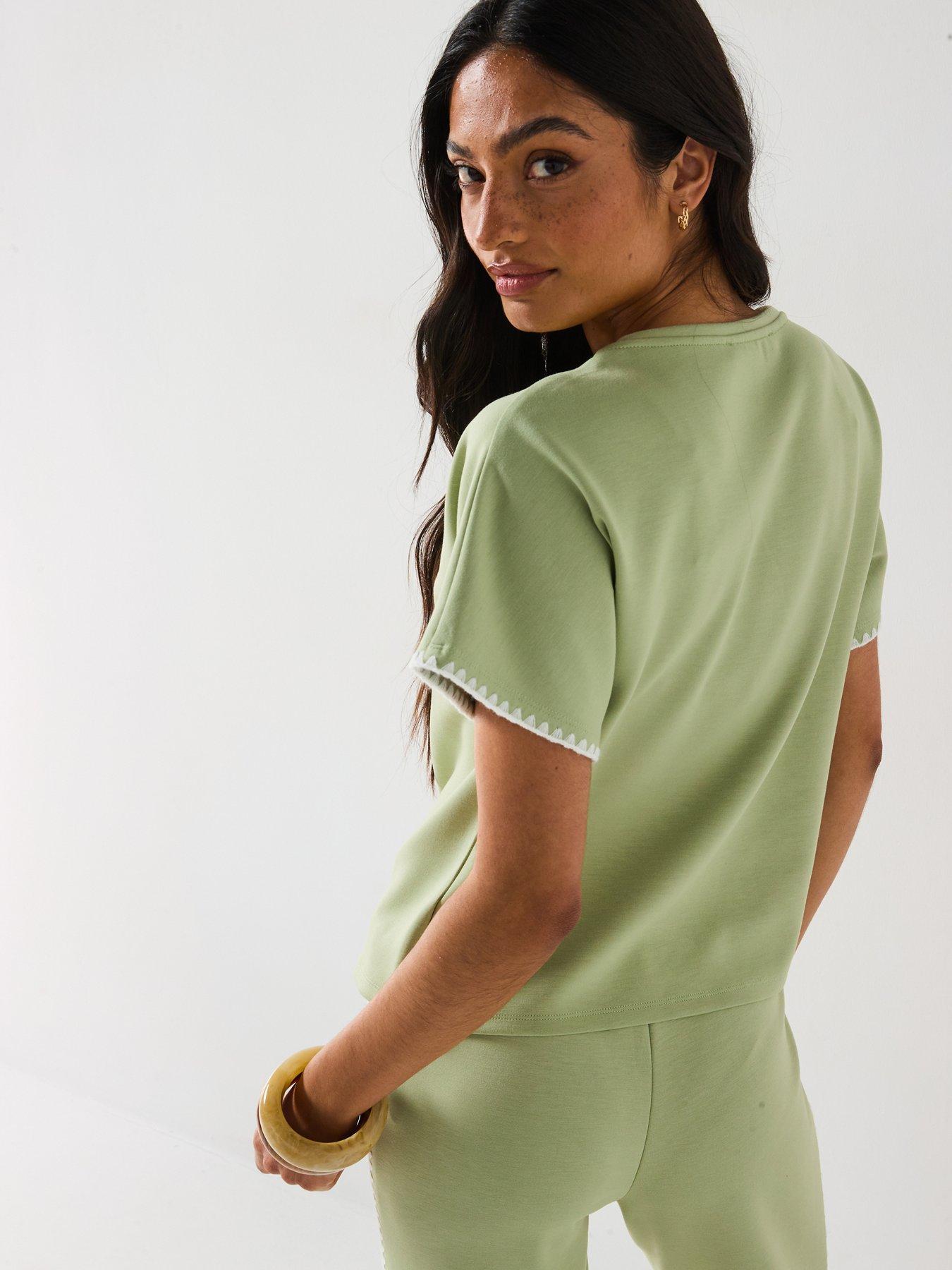  image of v-by-very-soft-touch-whipstitch-sleeveless-sweatshirt-top-co-ord-sage