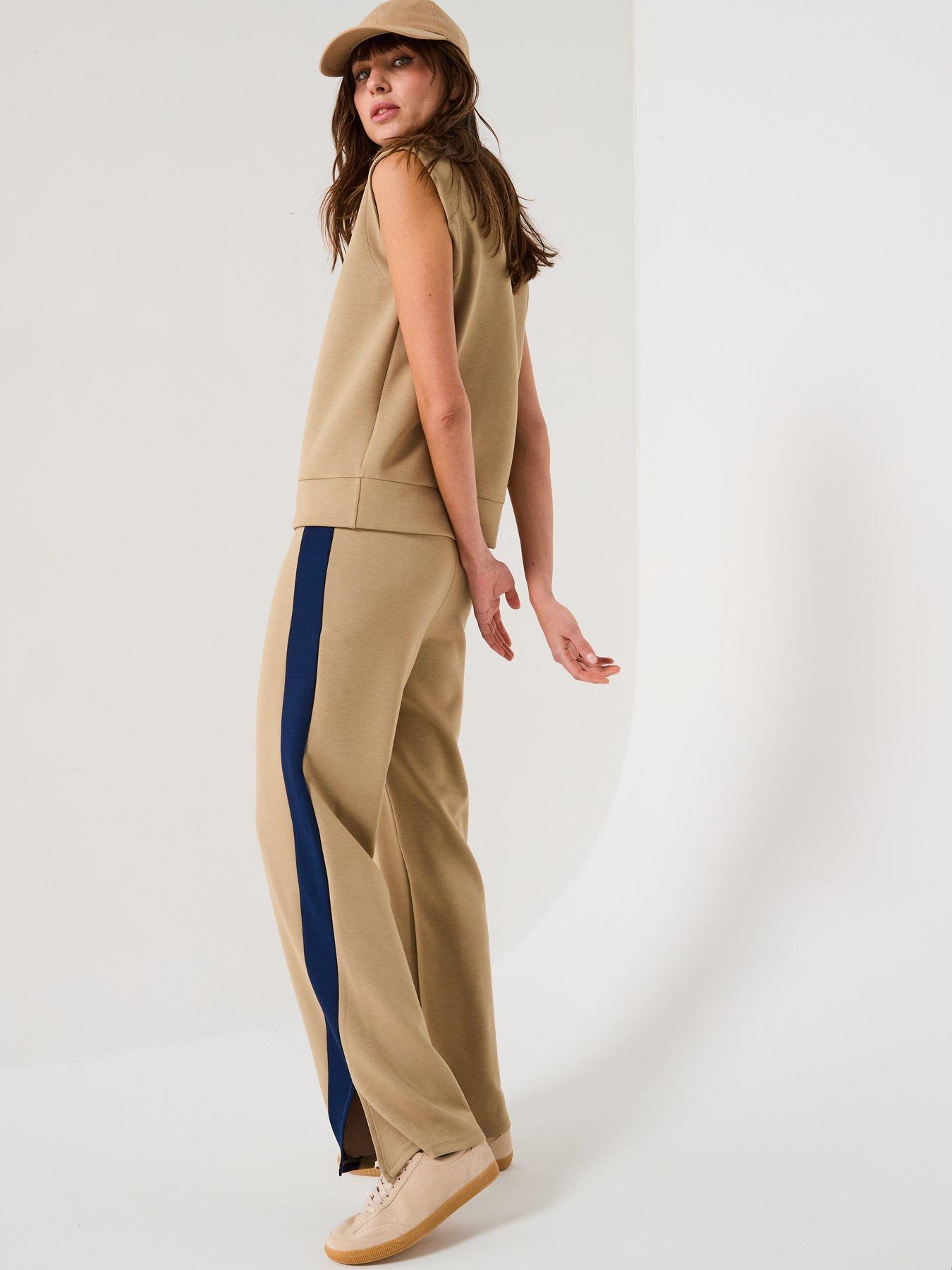  image of v-by-very-zip-up-sleeveless-sweatshirt-top-co-ord-taupe