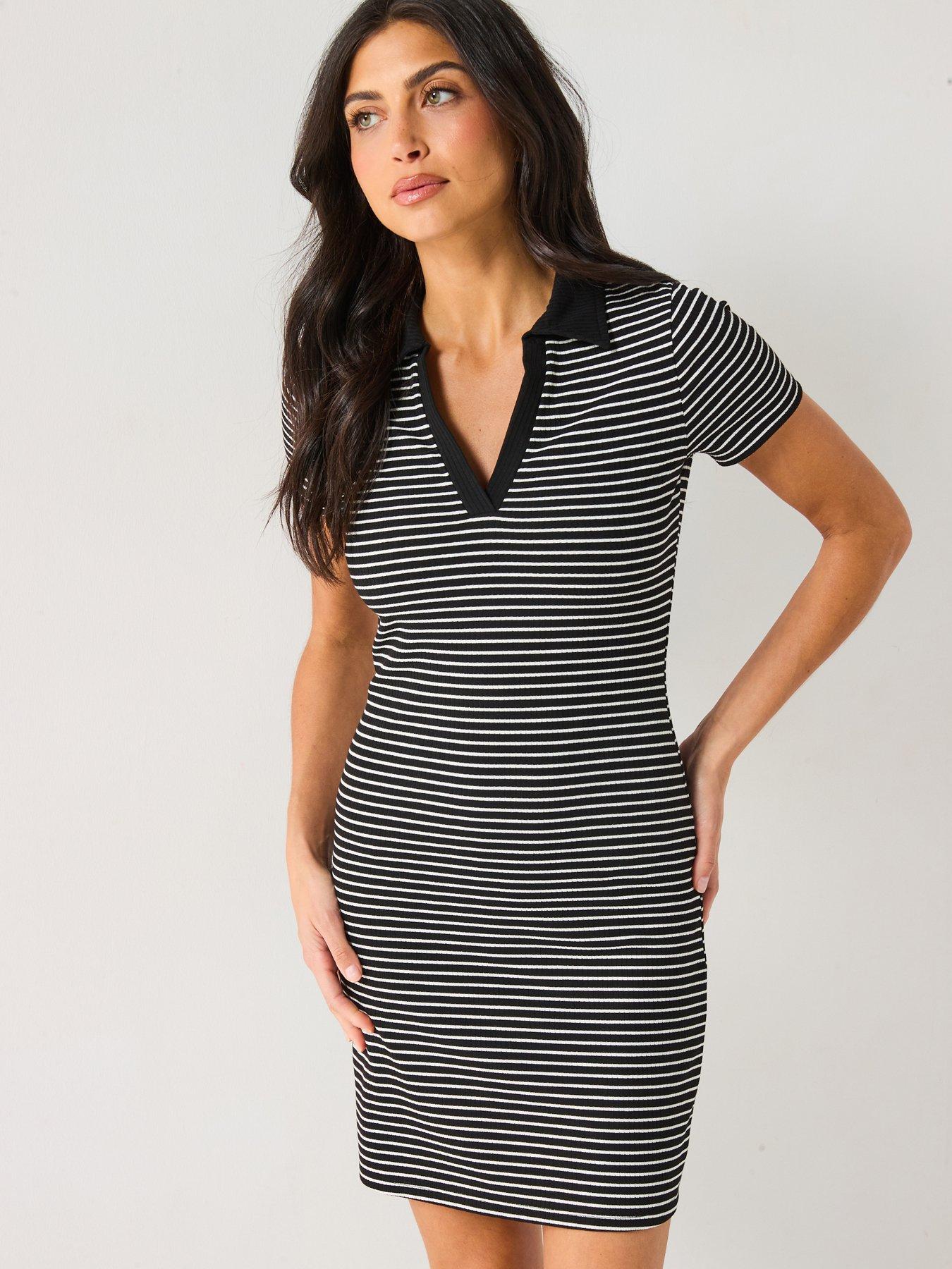 v-by-very-collar-detail-stripe-rib-tennis-dress