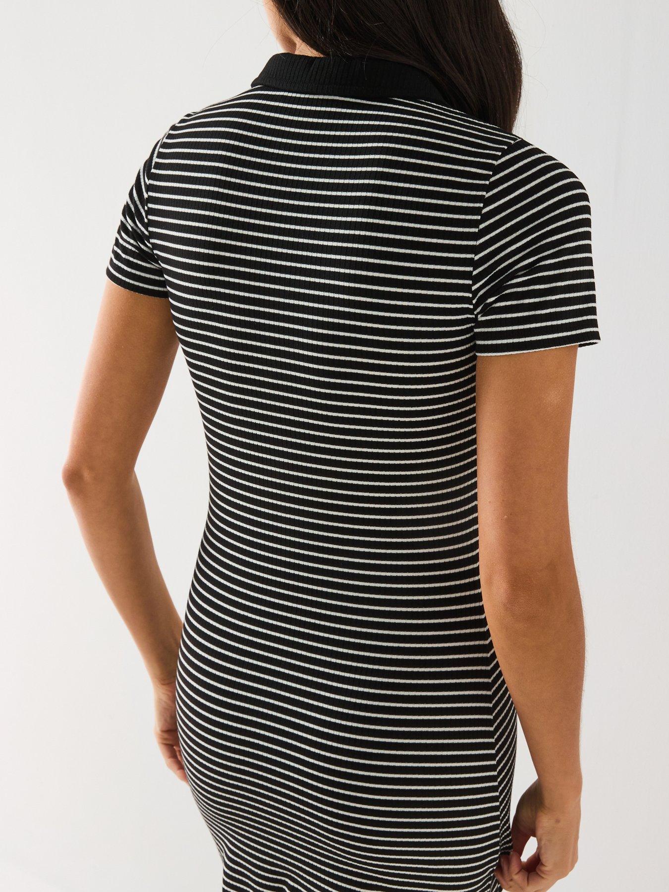  image of v-by-very-collar-detail-stripe-rib-tennis-dress