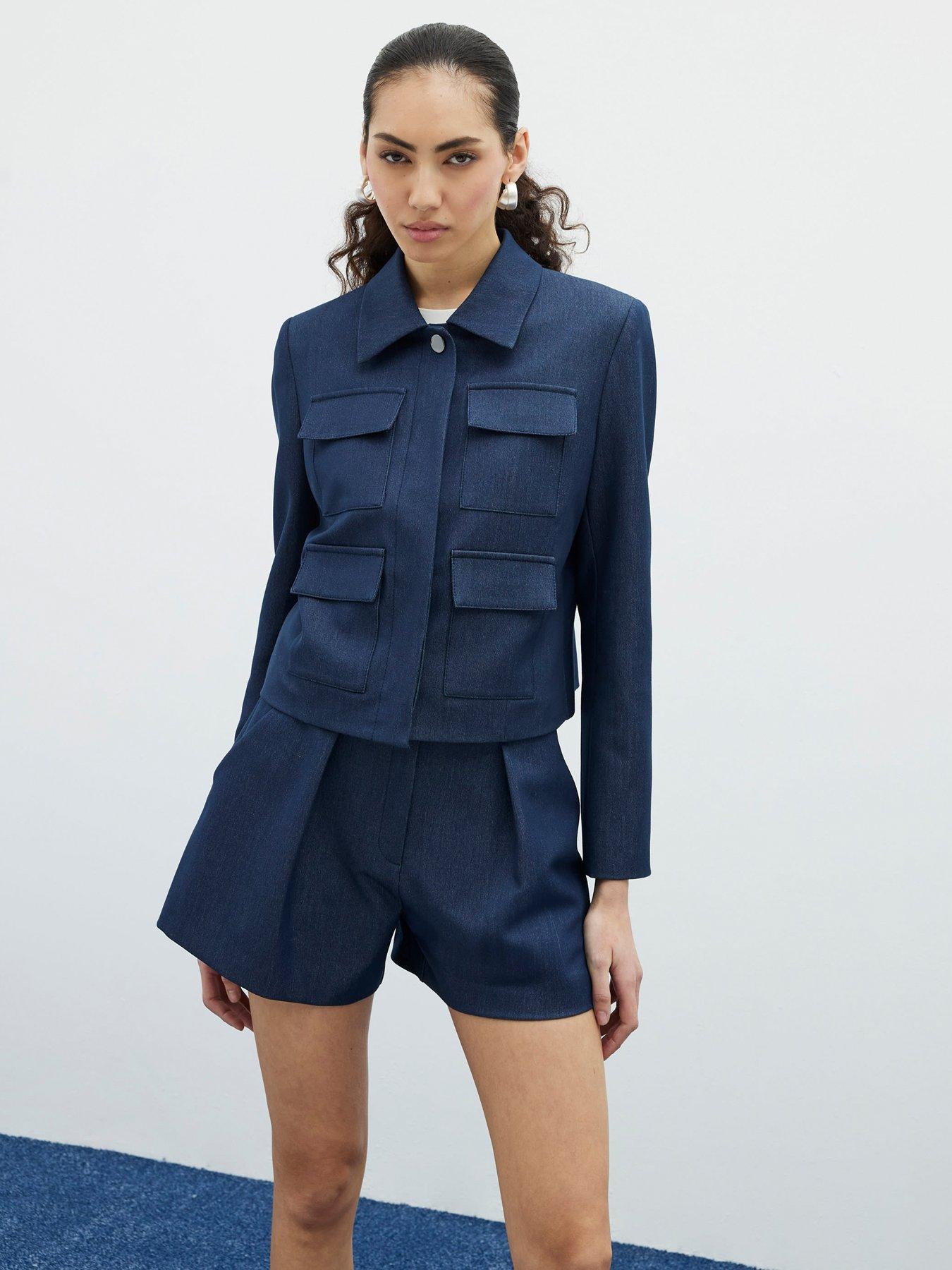  image of river-island-pan-collar-jacket-blue