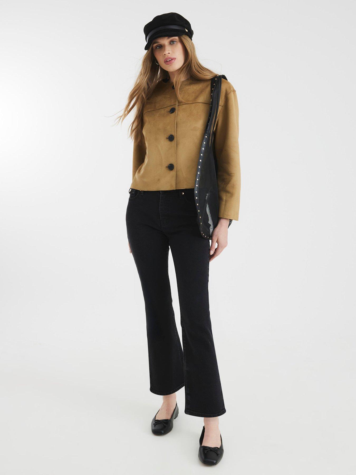  image of river-island-crop-bootcut-jeans-black