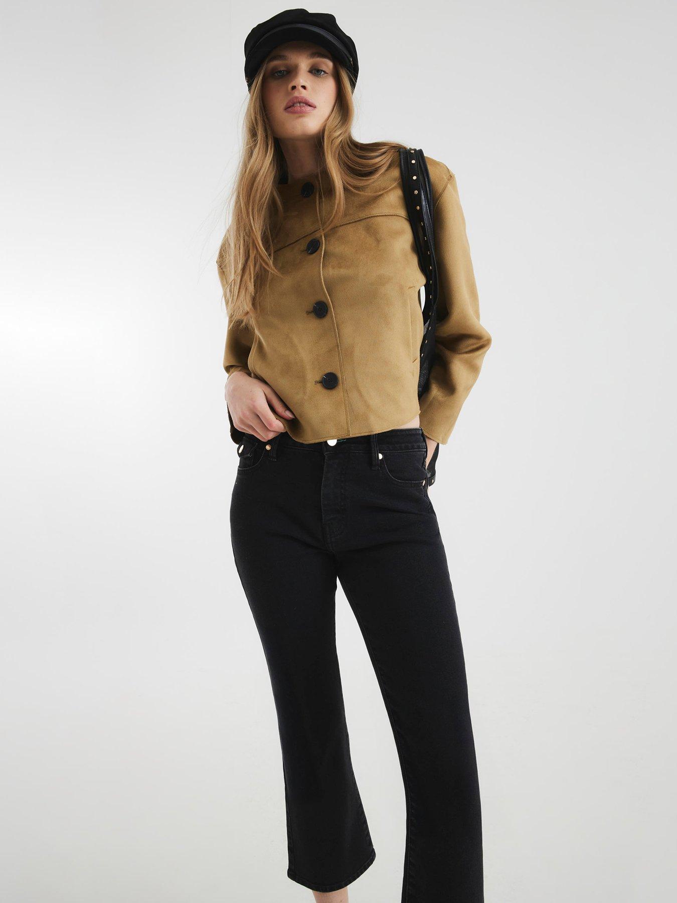  image of river-island-crop-bootcut-jeans-black