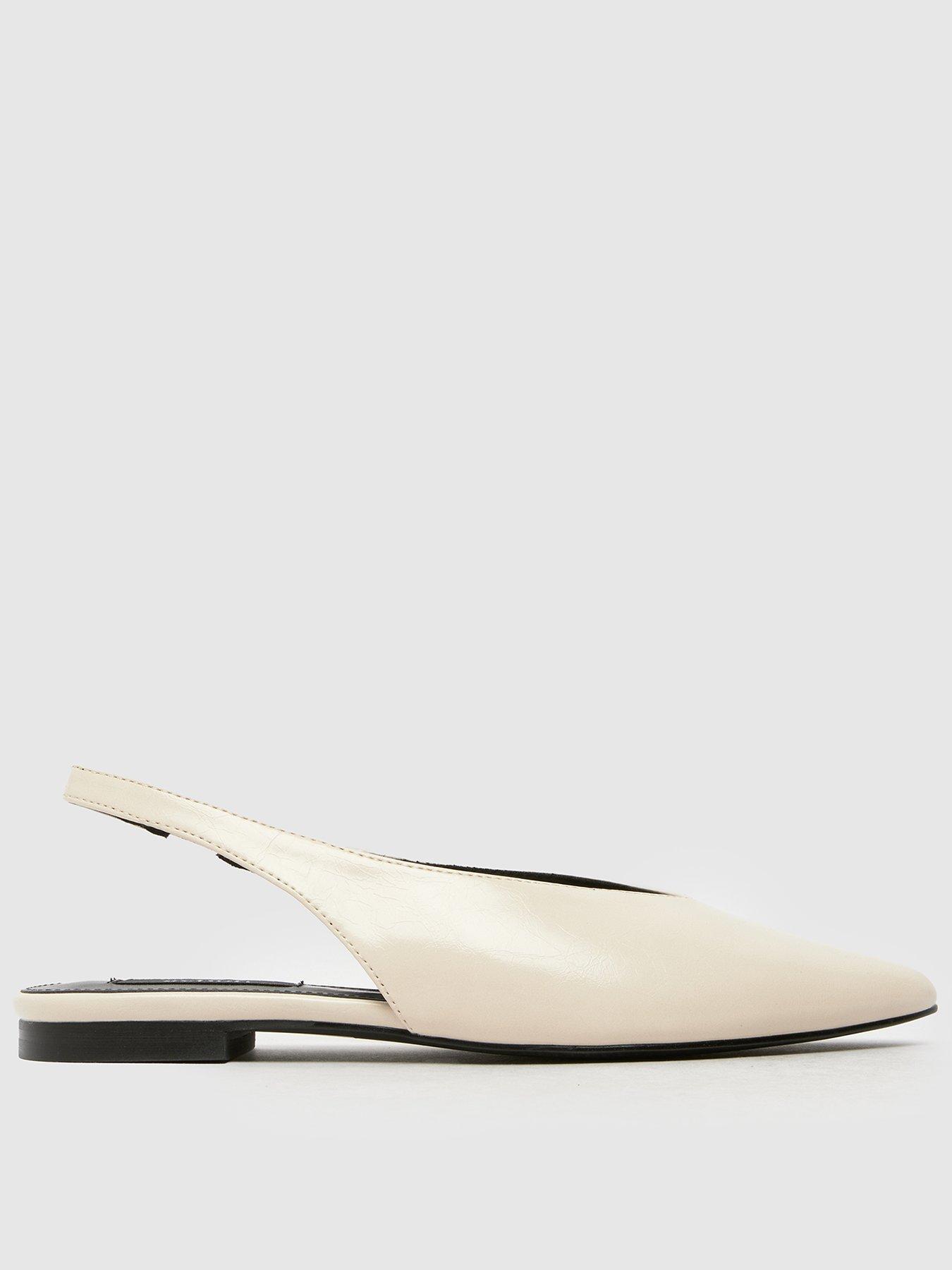 SCHUH Lace Point Slingback Flat Shoes - White