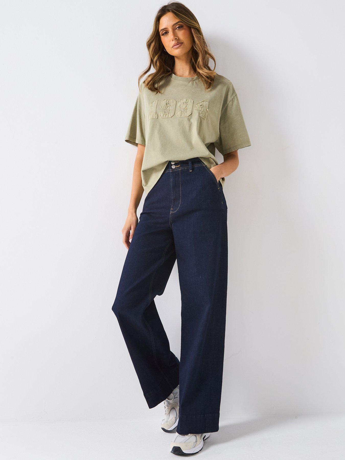 Image 3 of 5 of V by Very Washed Look Applique T-Shirt - Green