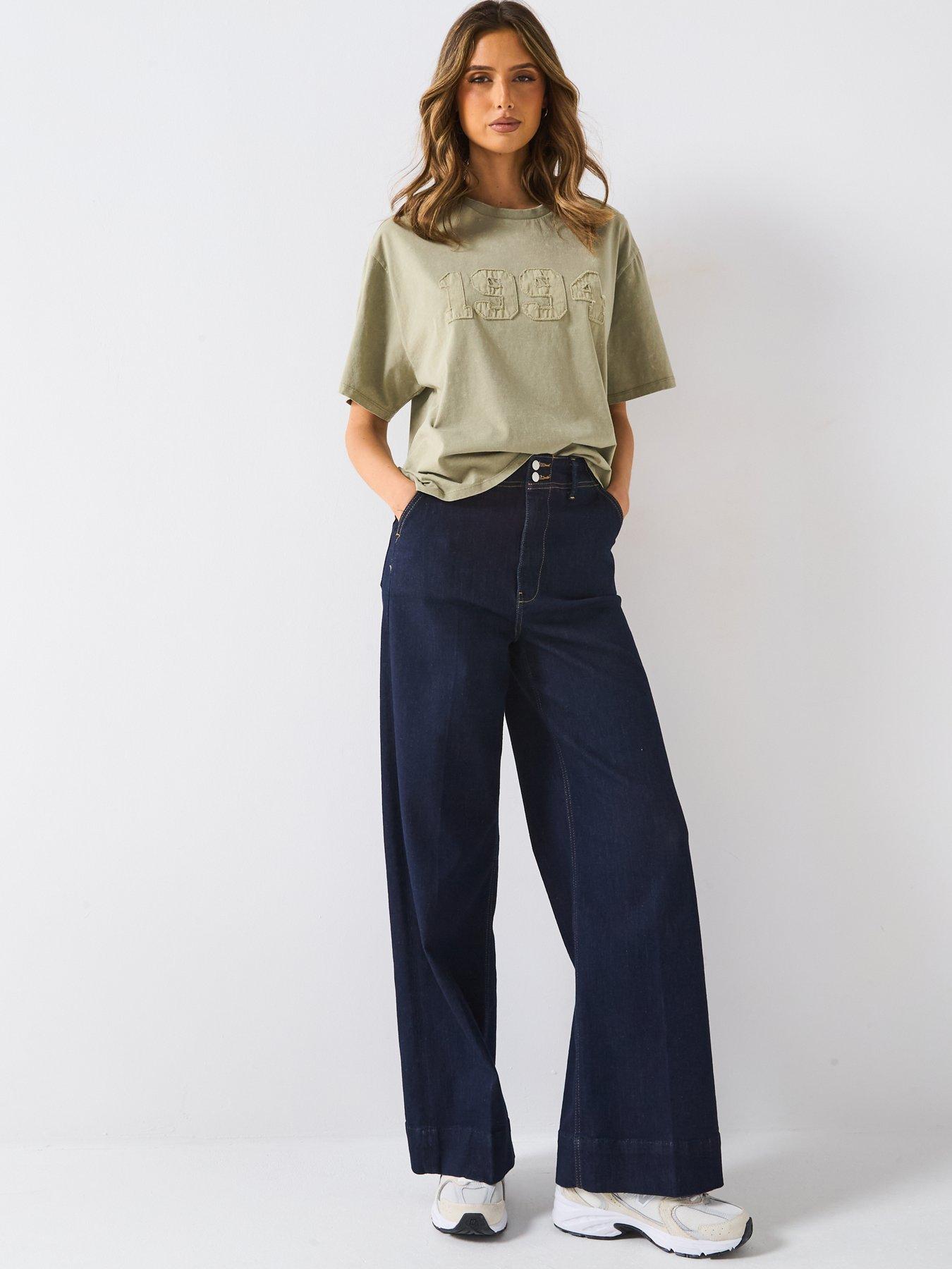 Image 5 of 5 of V by Very Washed Look Applique T-Shirt - Green