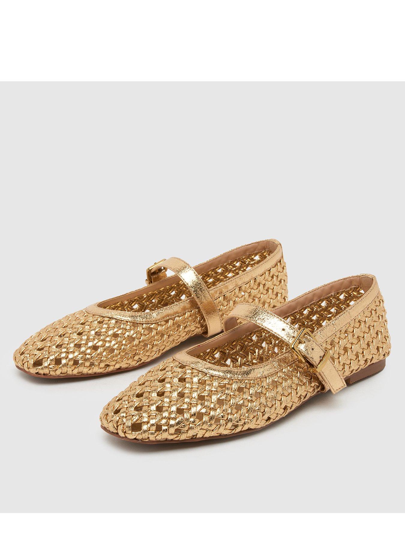  image of schuh-lexie-woven-ballerina-gold