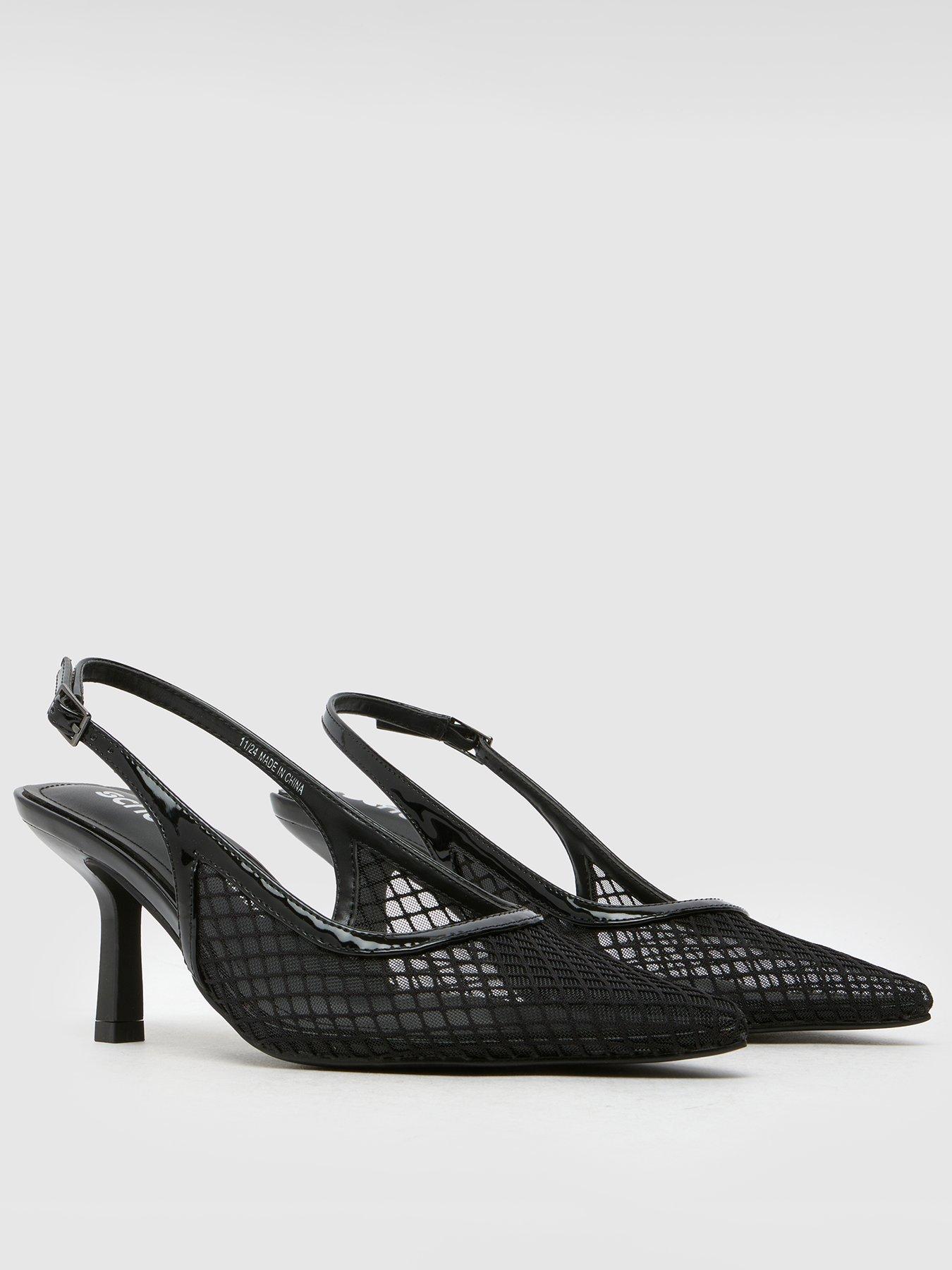  image of schuh-selene-mesh-sling-back-heels-black