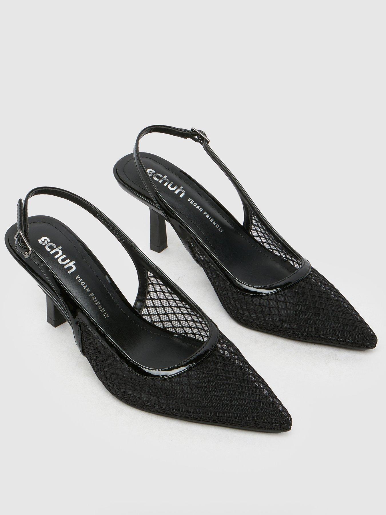  image of schuh-selene-mesh-sling-back-heels-black
