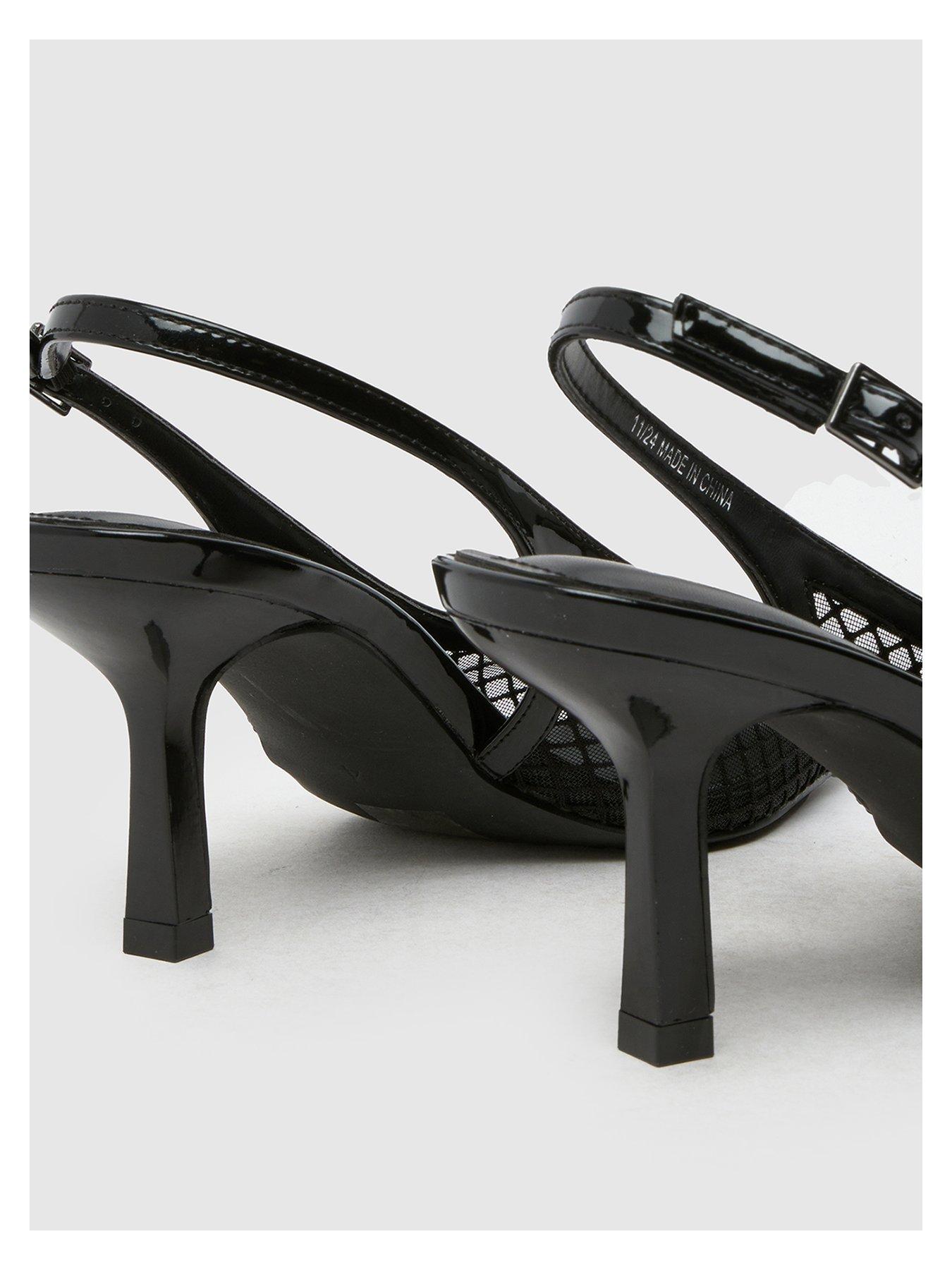  image of schuh-selene-mesh-sling-back-heels-black