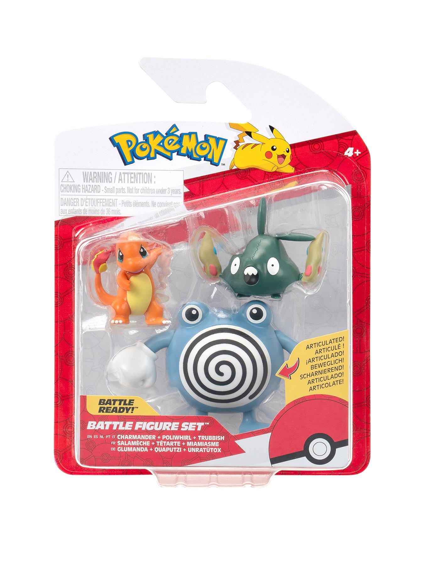 undefined Pokémon Battle Figure 3 Pack - Features 2-Inch Charmander and Trubbish and 3-Inch Poliwhirl Battle Figures