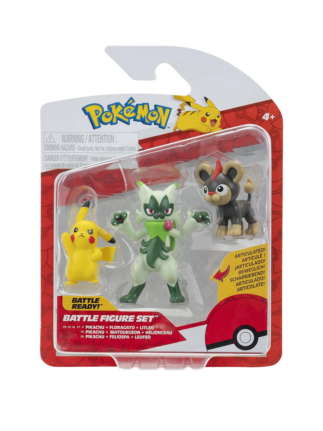 undefined Pokémon Battle Figure 3 Pack - Features 2-Inch Litleo and Pikachu and 3-Inch Floragato Battle Figures