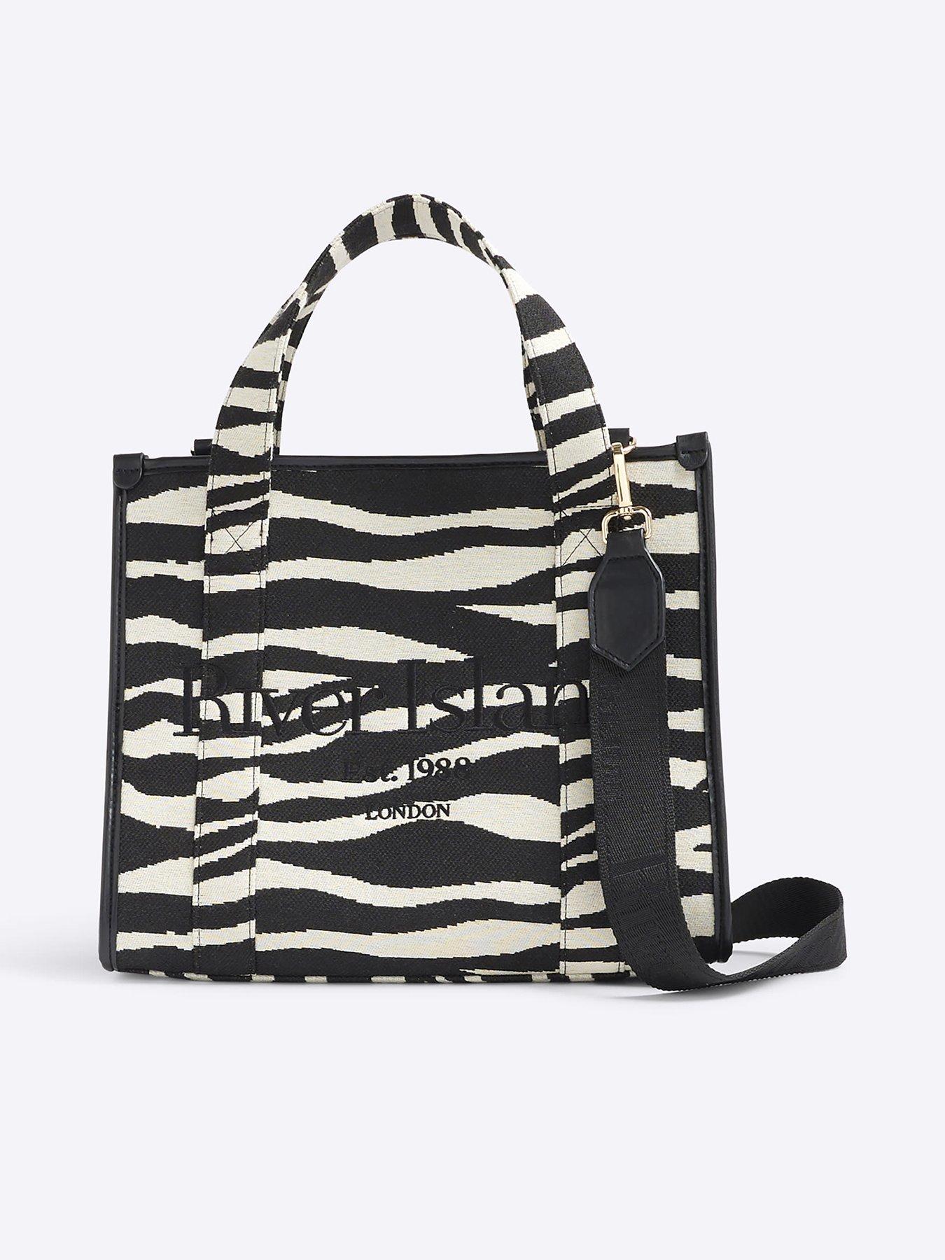 river-island-medium-zebra-print-tote-black