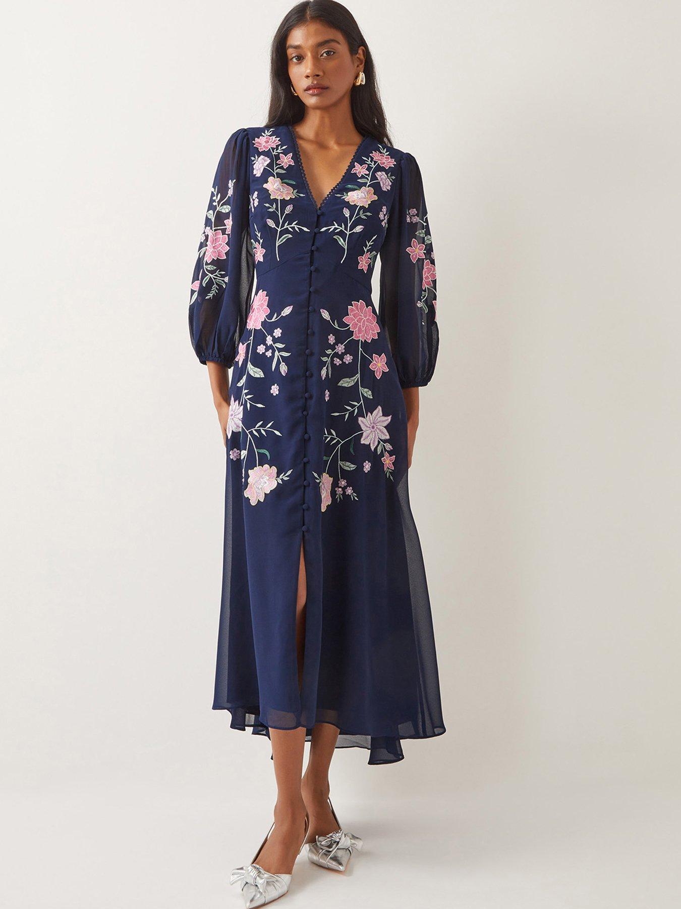 undefined Emani Tea Dress - Navy