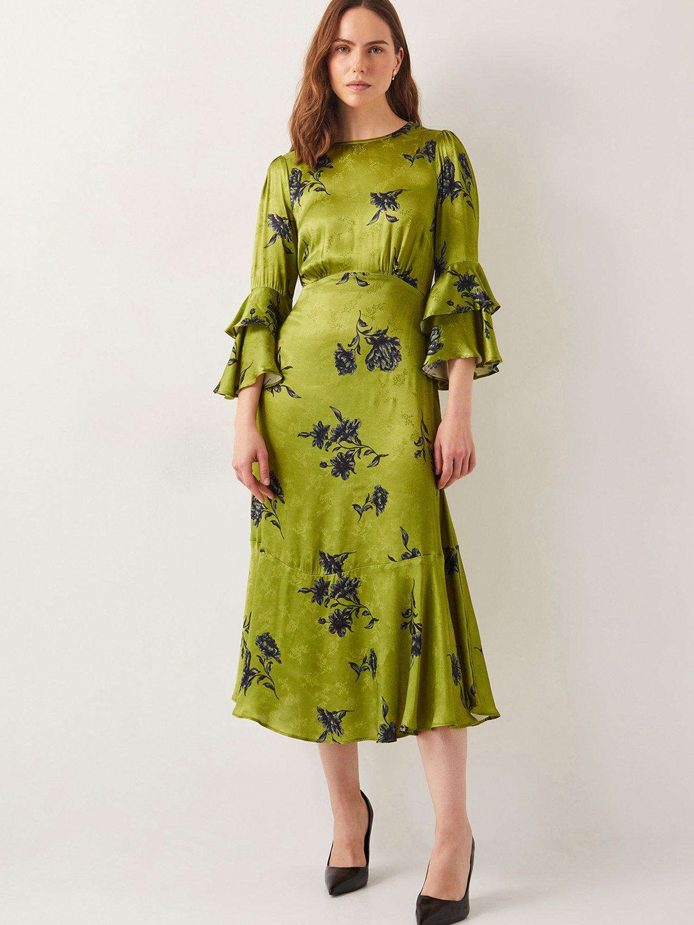 undefined Pelia Satin Dress - Green