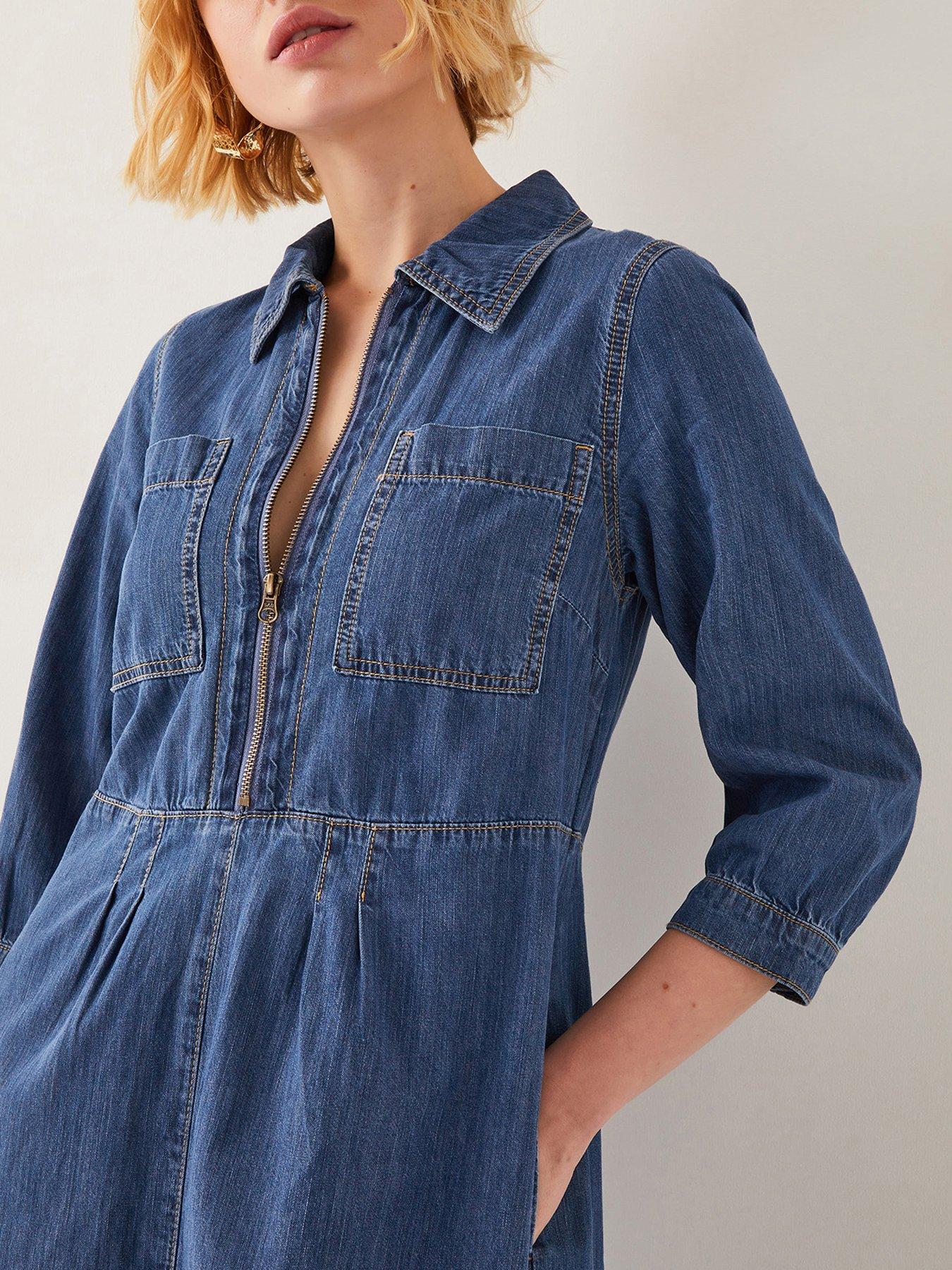 image of monsoon-bonnie-zip-dress-blue