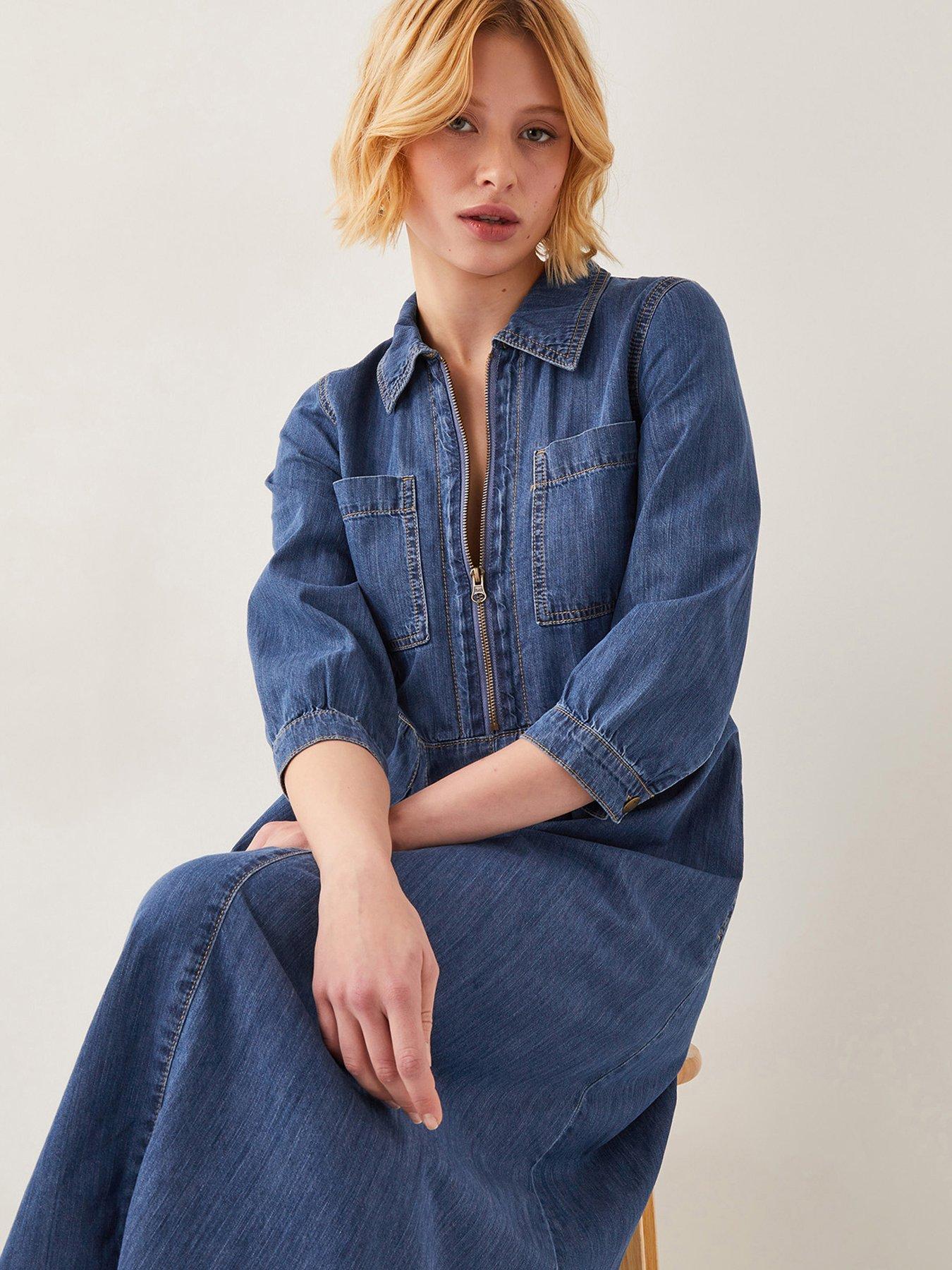  image of monsoon-bonnie-zip-dress-blue