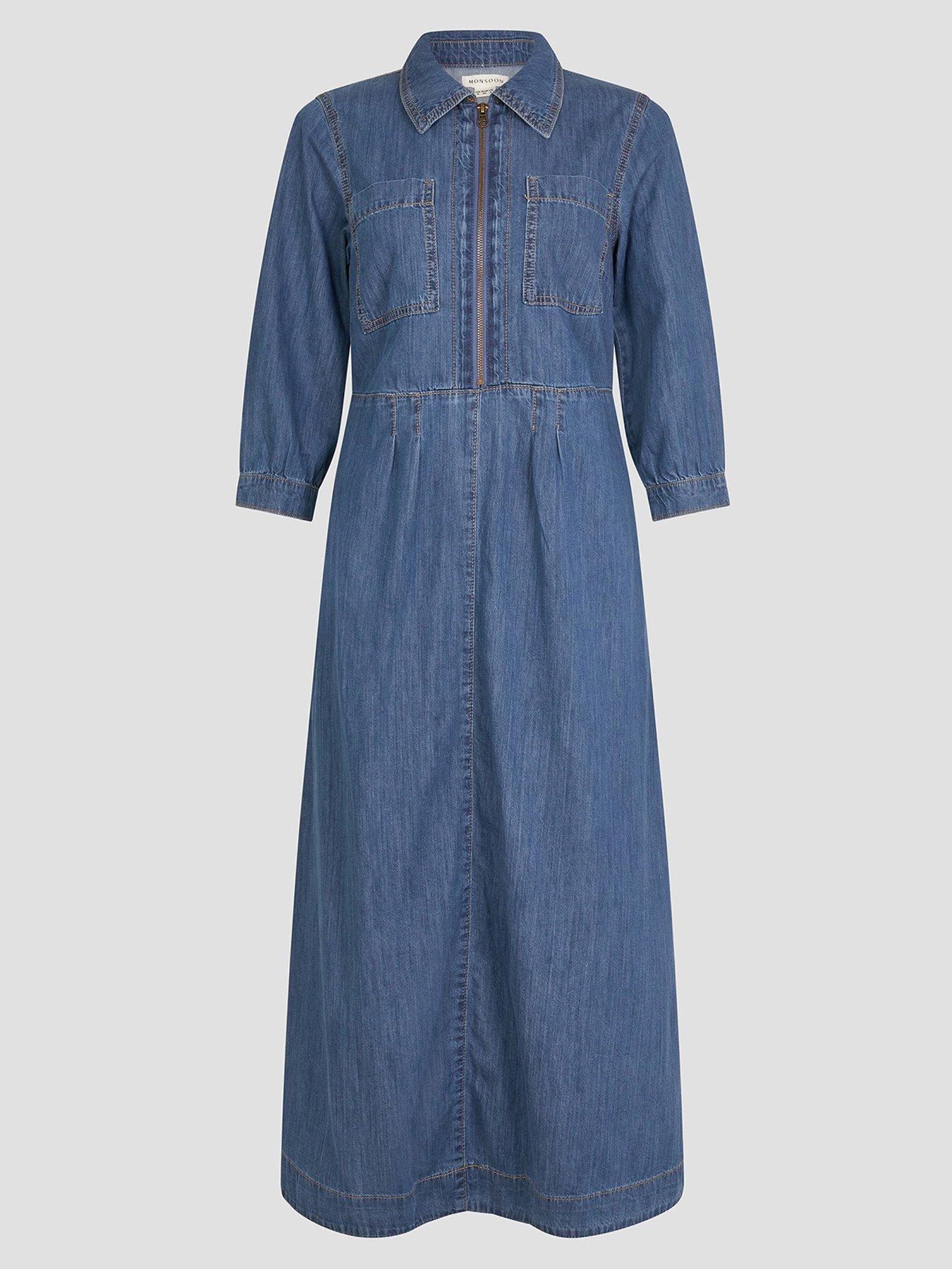  image of monsoon-bonnie-zip-dress-blue