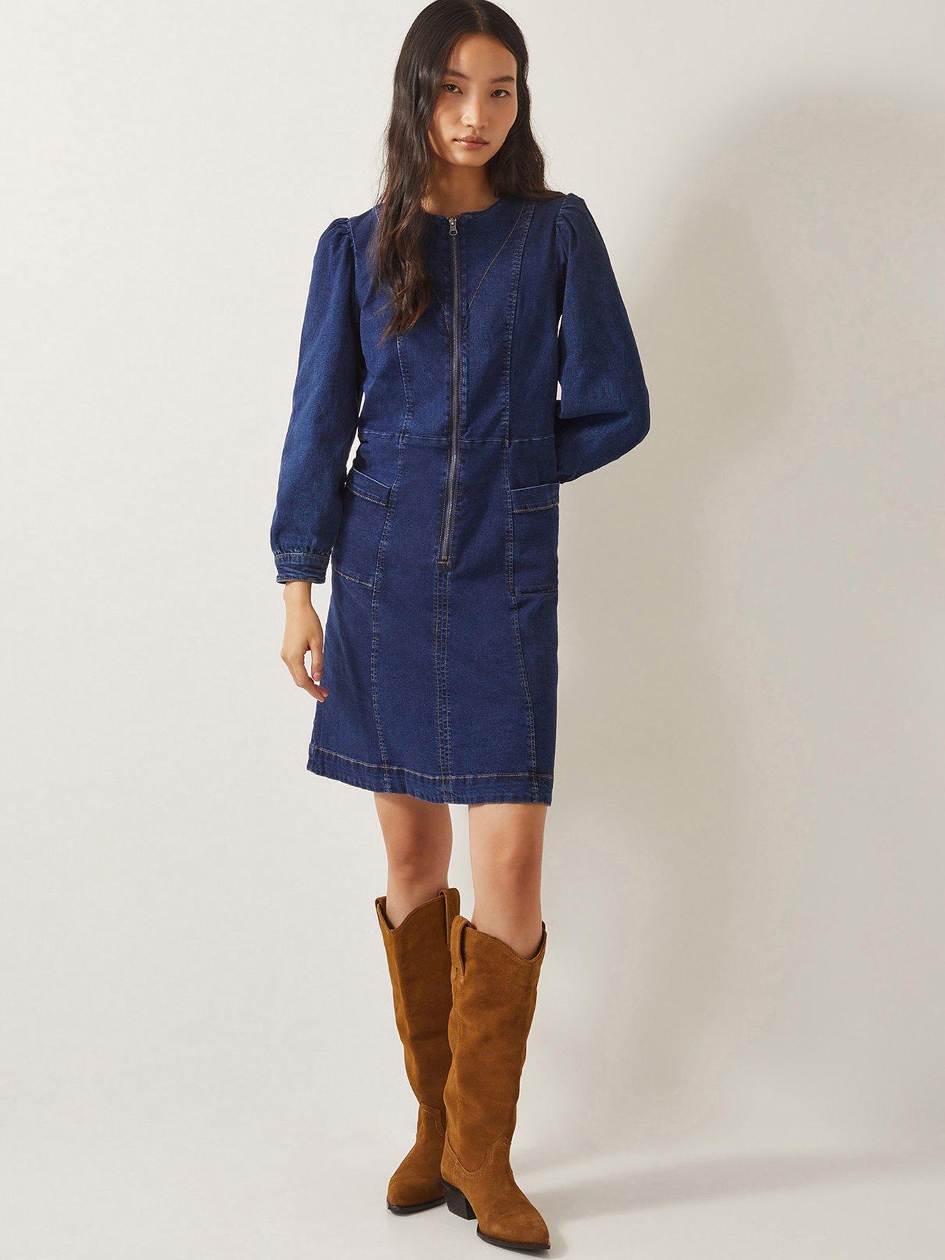  image of monsoon-katlyn-zip-dress-blue