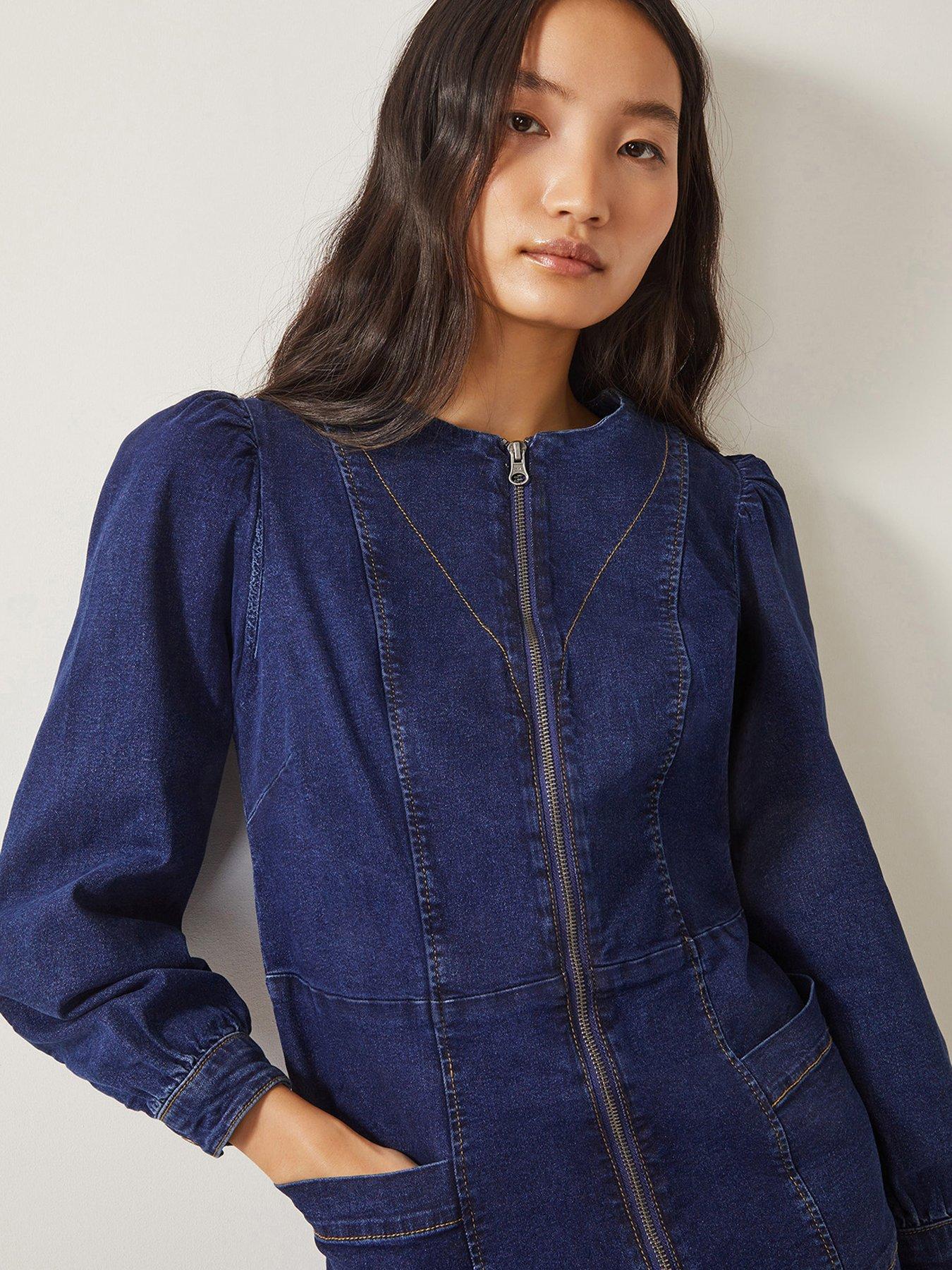  image of monsoon-katlyn-zip-dress-blue