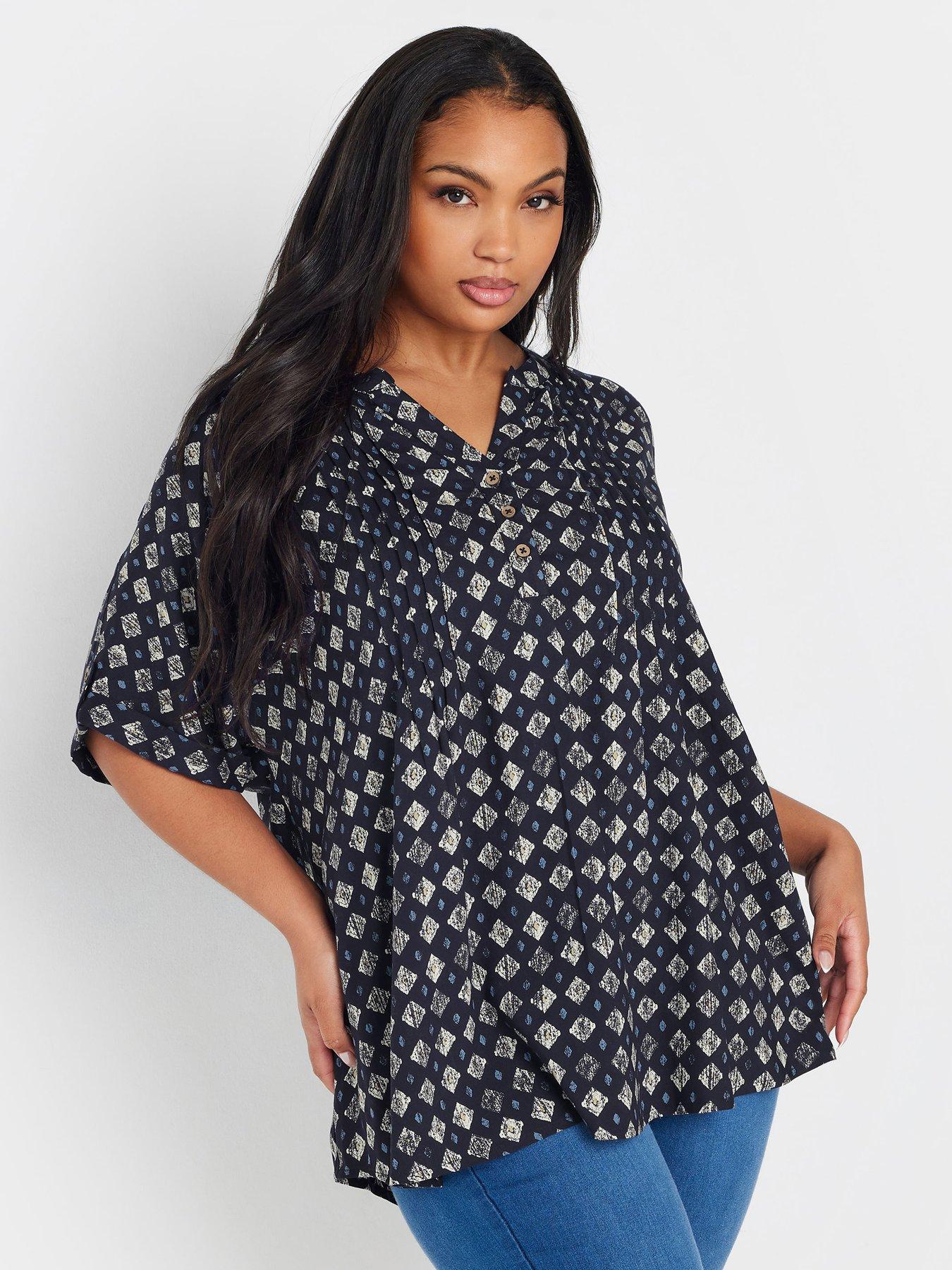undefined Grown On Sleeve Notchneck Top - Black