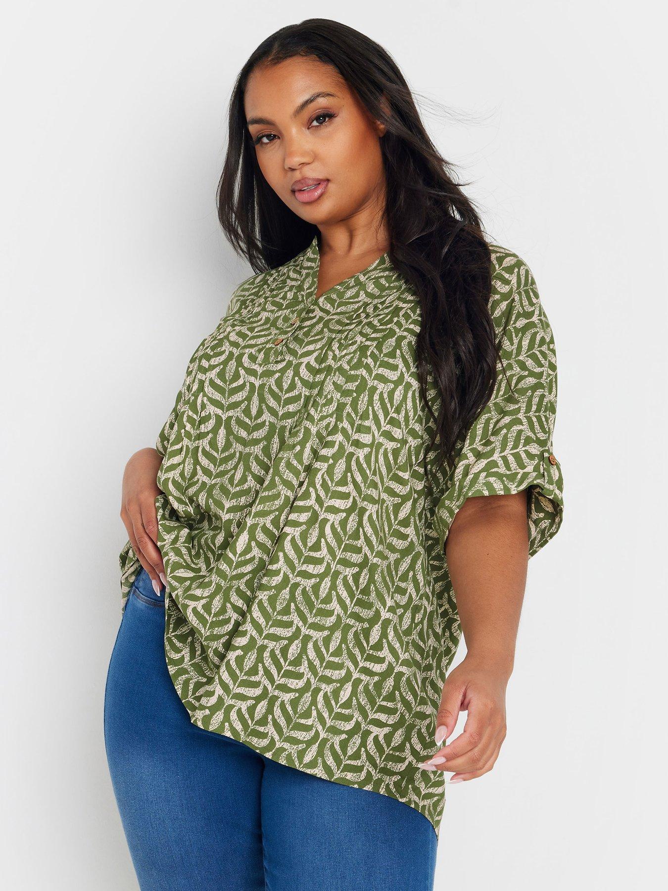 undefined Grown On Sleeve Notchneck Top - Green