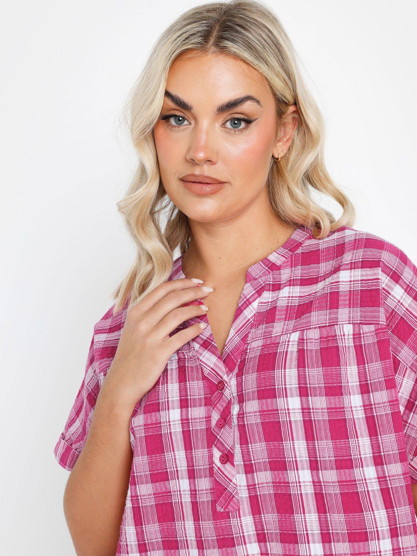  image of yours-textured-notchneck-blouse-pink