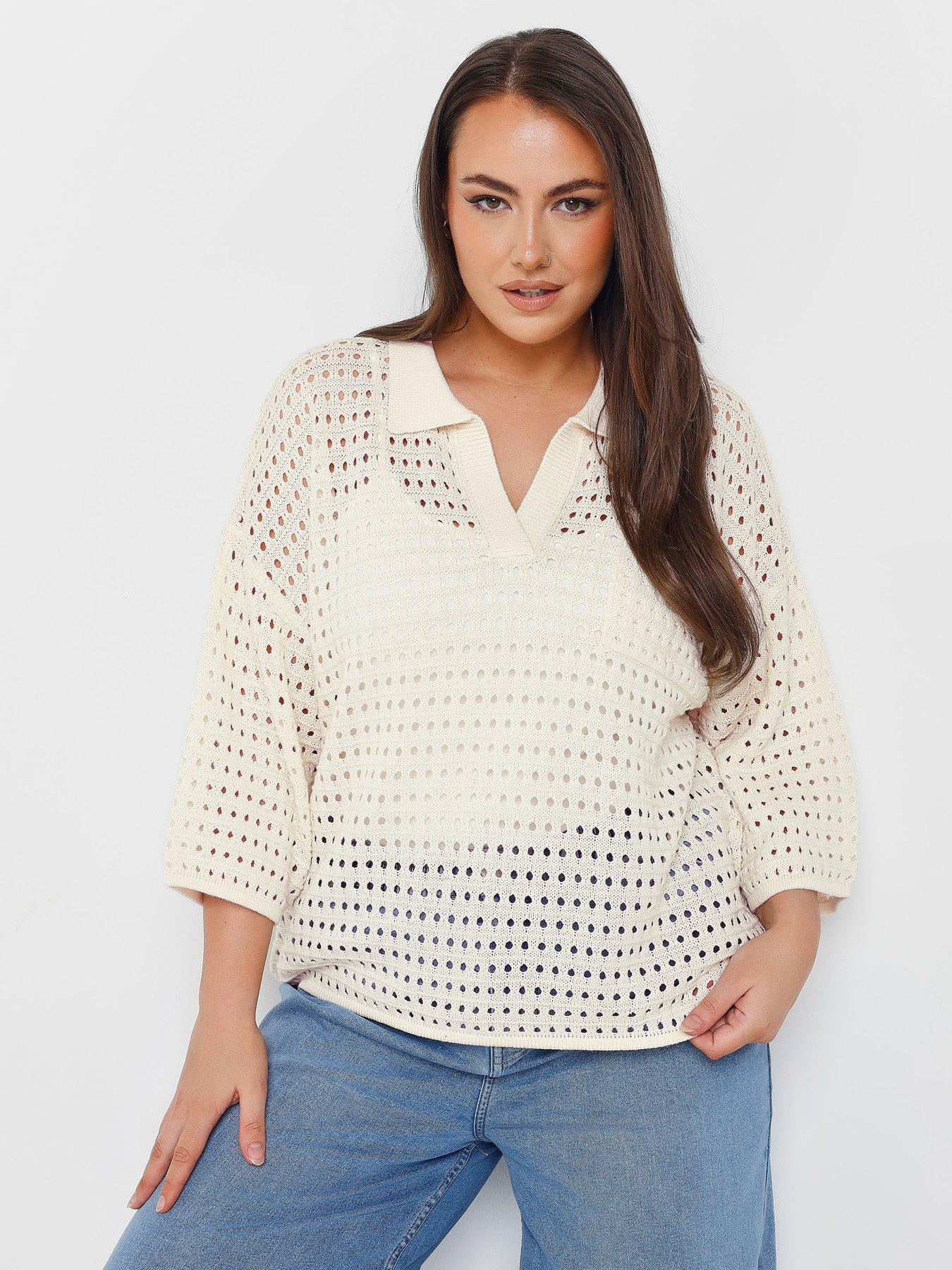 yours-collared-pointelle-jumper-cream