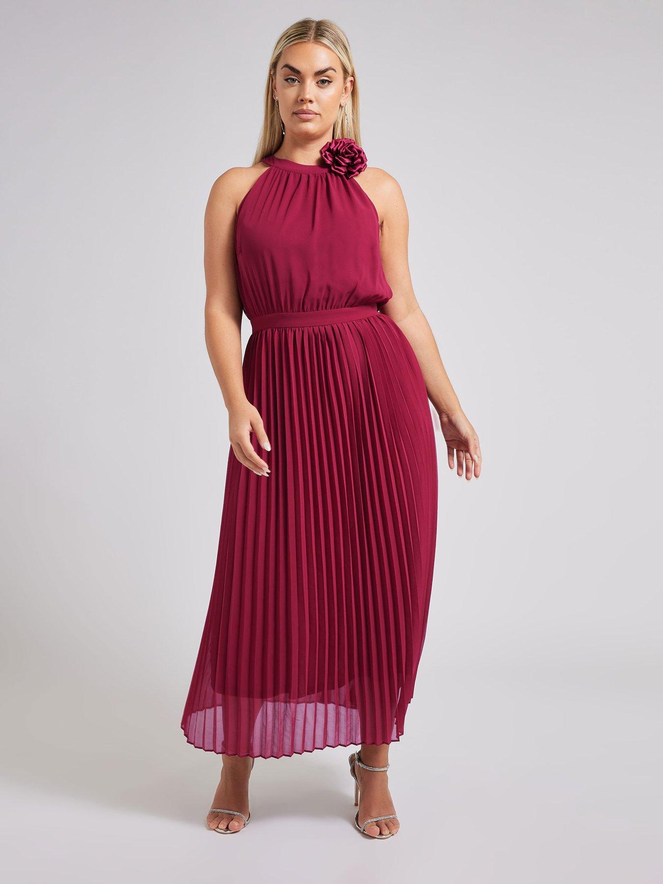 undefined Pleated Choker Corsage Dress