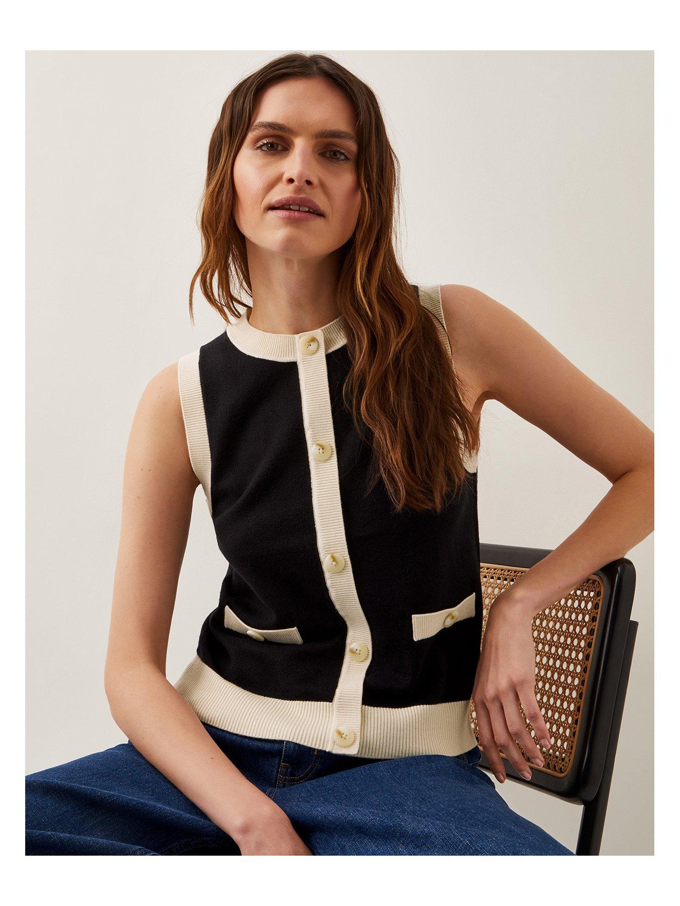  image of monsoon-sala-sleeveless-knit-jumper-black