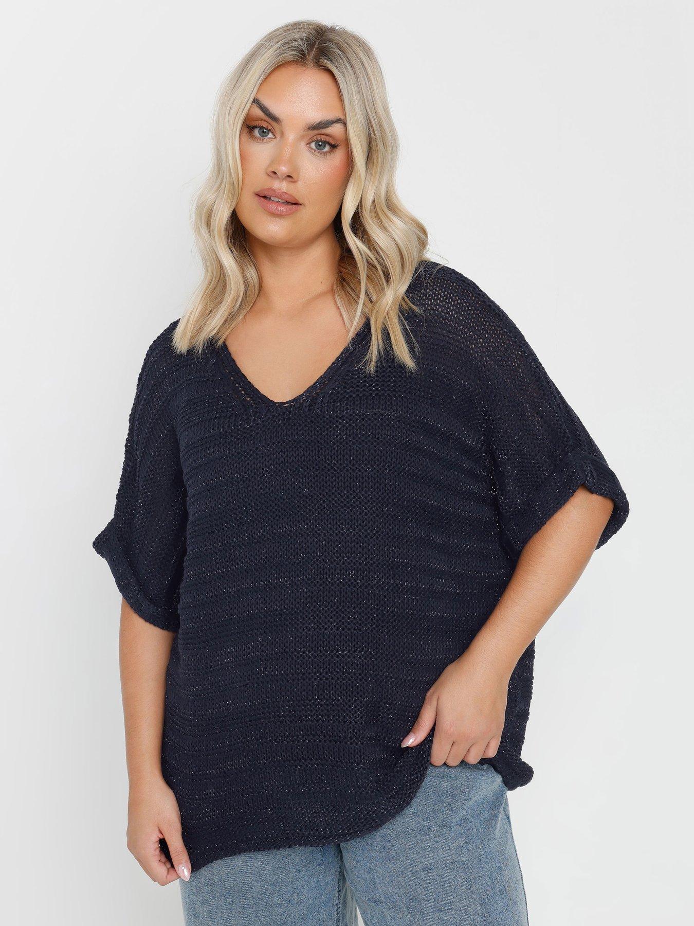 undefined Metallic Knitted Cover Up - Navy