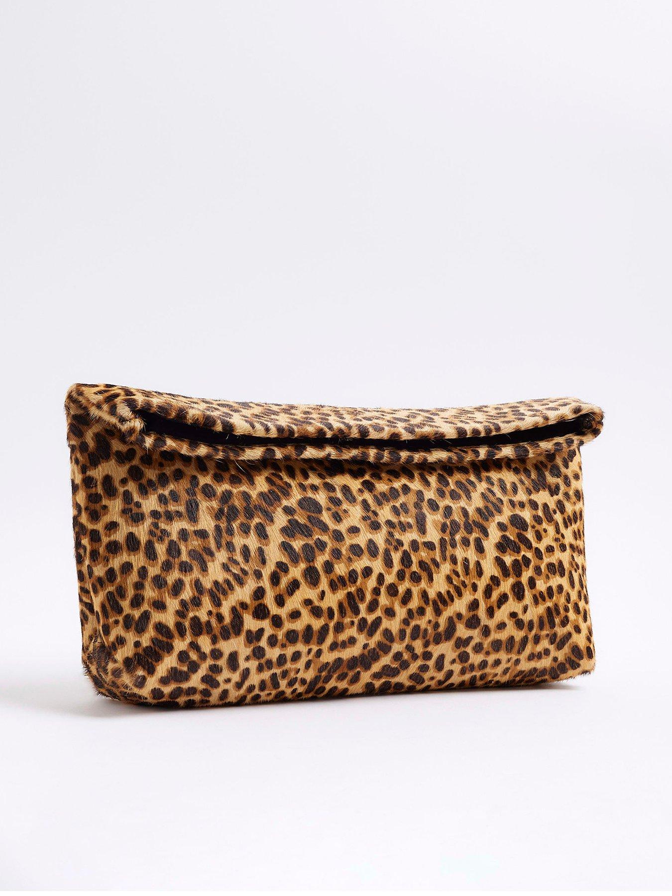 Image 3 of 5 of River Island Pony Roll Top Clutch - Brown