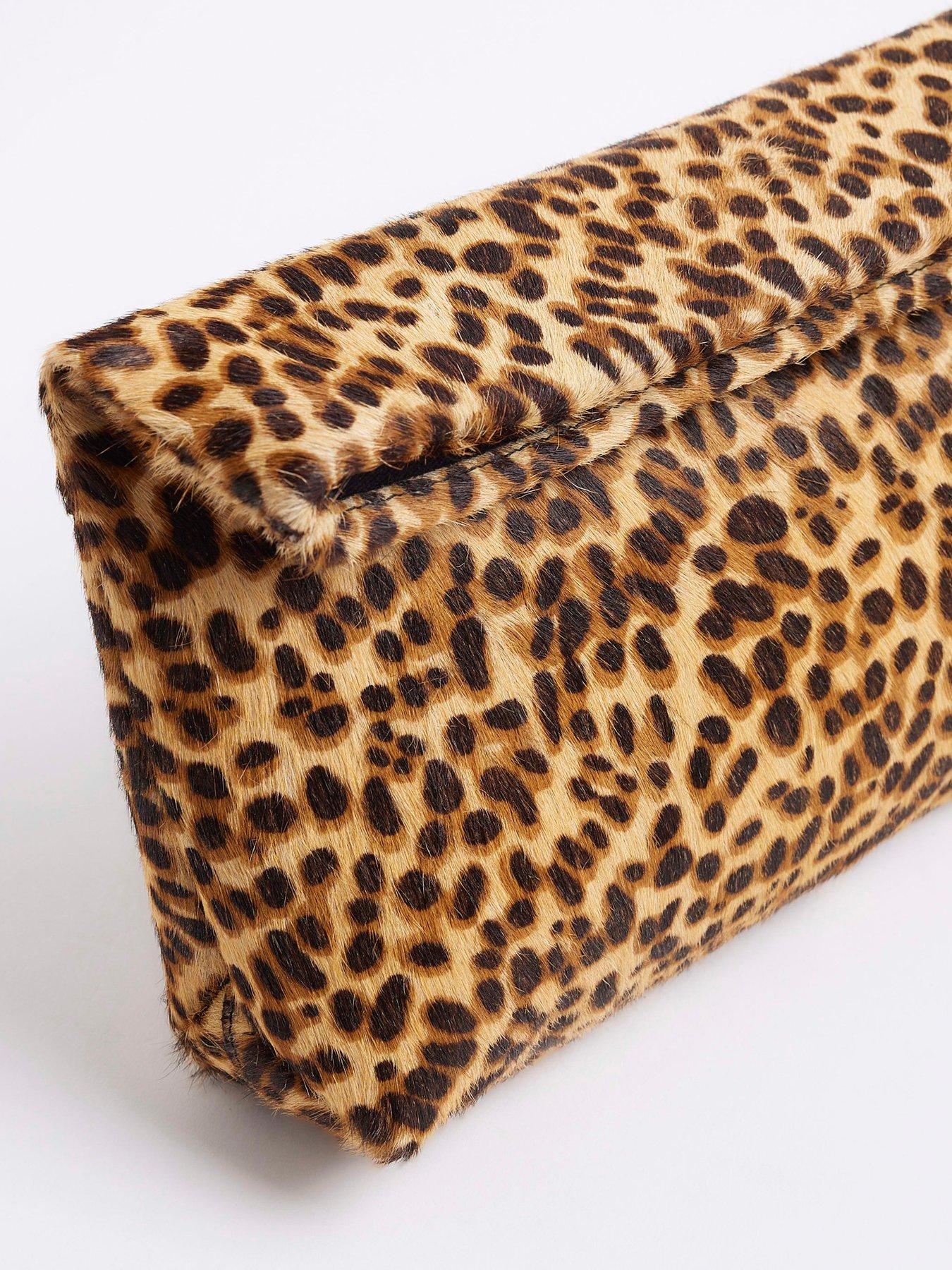 Image 4 of 5 of River Island Pony Roll Top Clutch - Brown