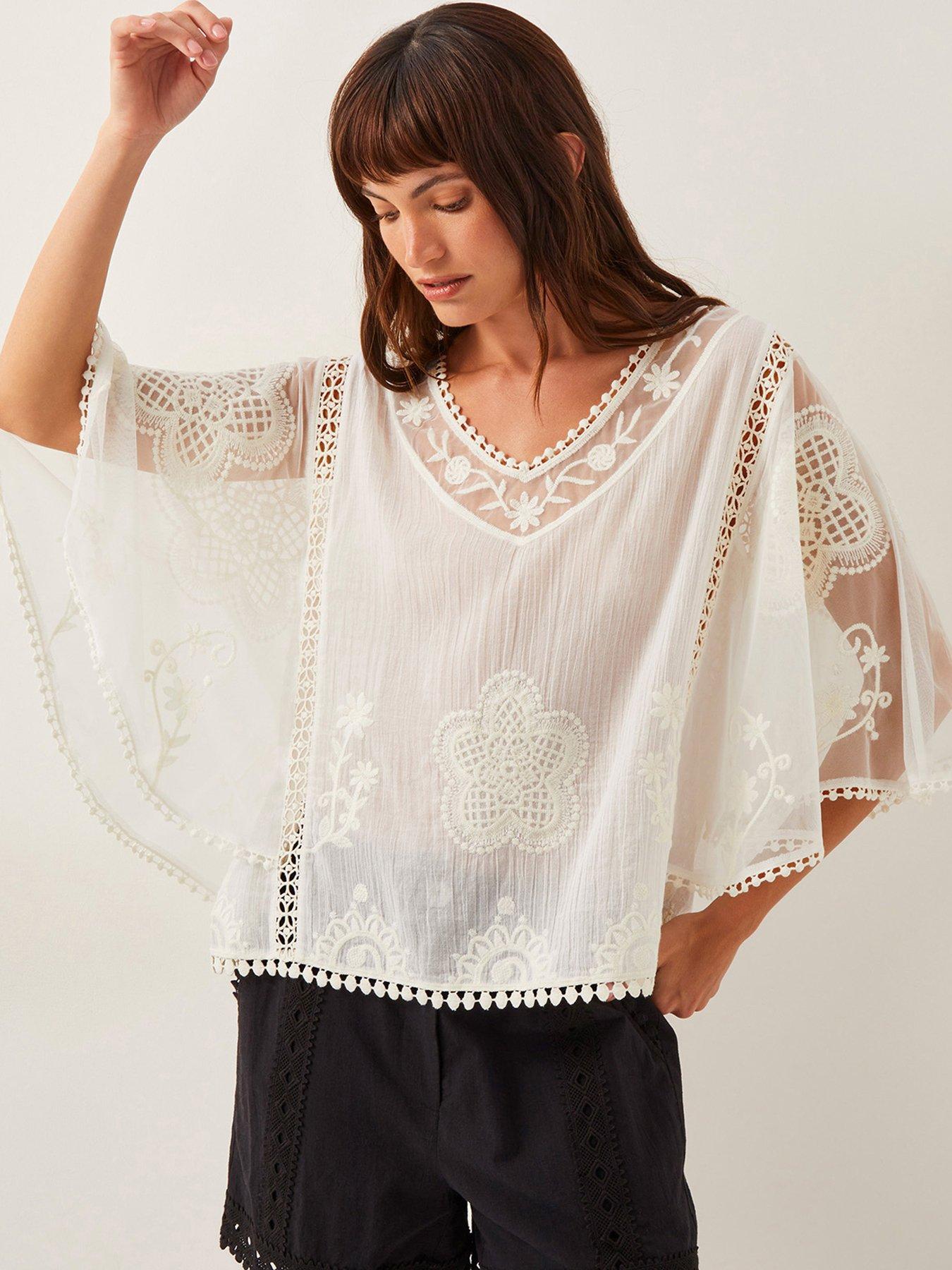 undefined Lena Embellished Top - White