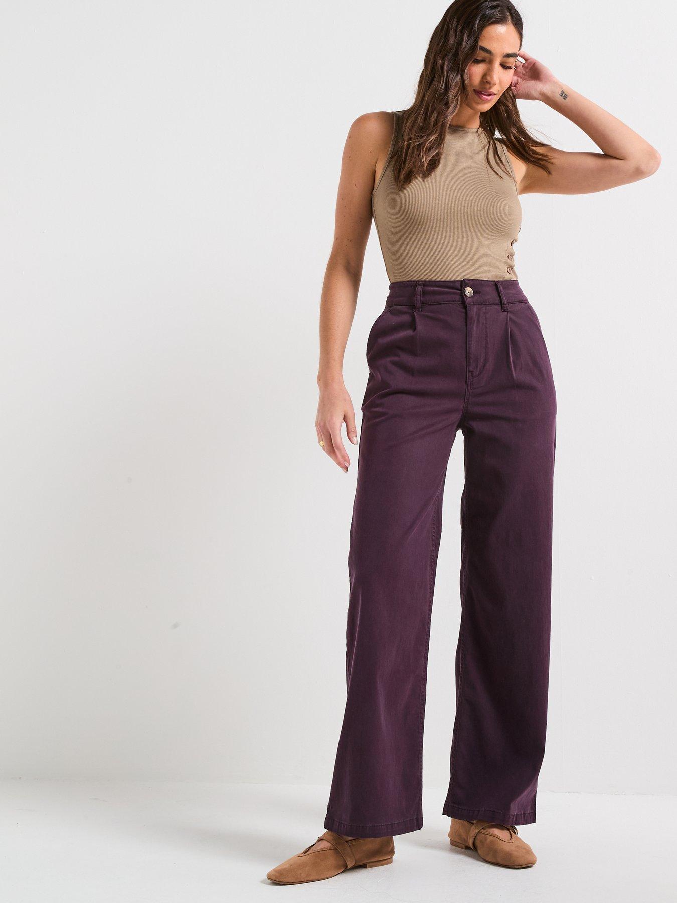 Image 3 of 5 of V by Very High Waist Soft Touch Pleat Top Trouser- Wine