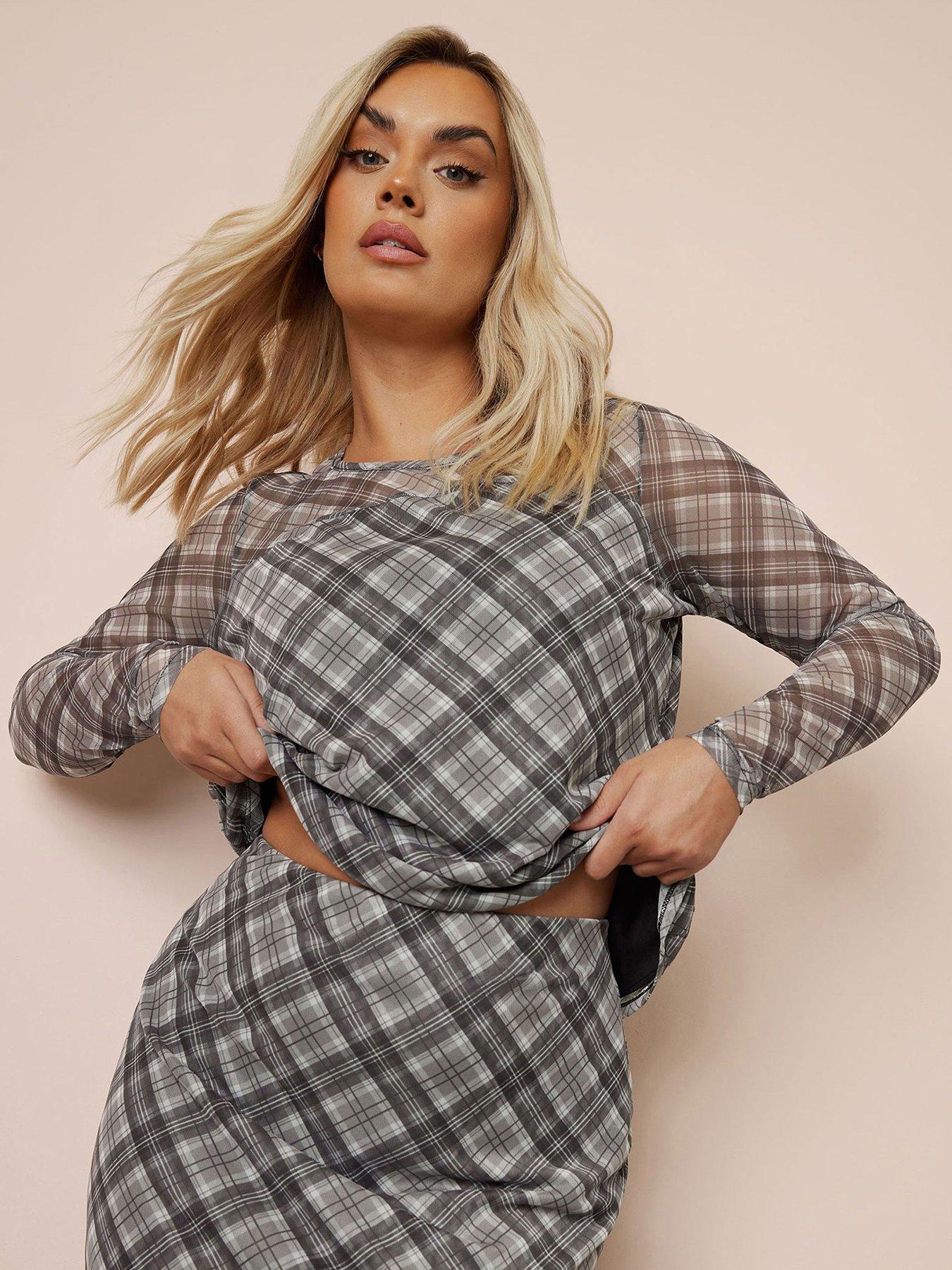 Image 1 of 4 of Yours Check Mesh Top - Black