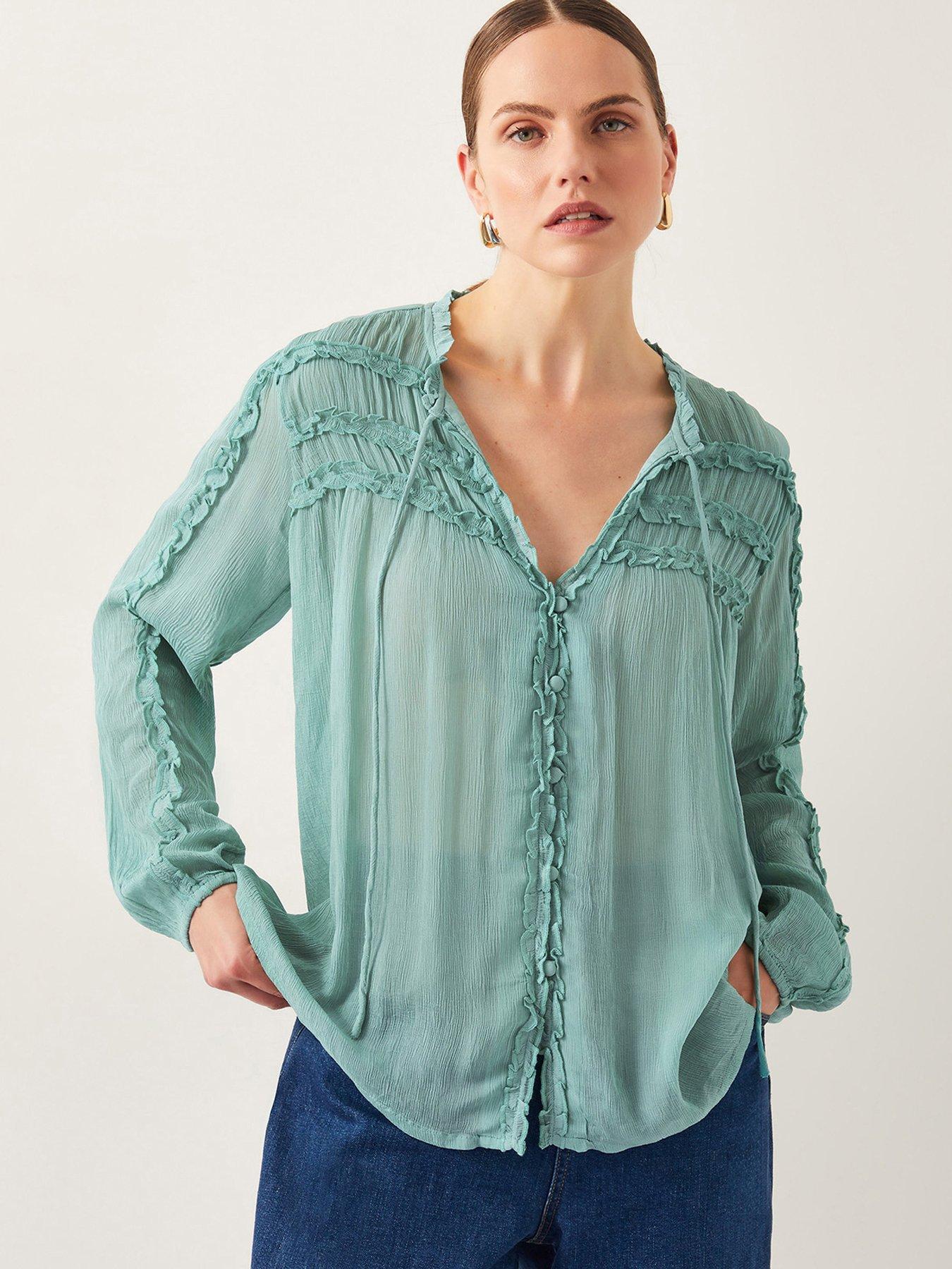  image of monsoon-juliet-ruffle-blouse-green