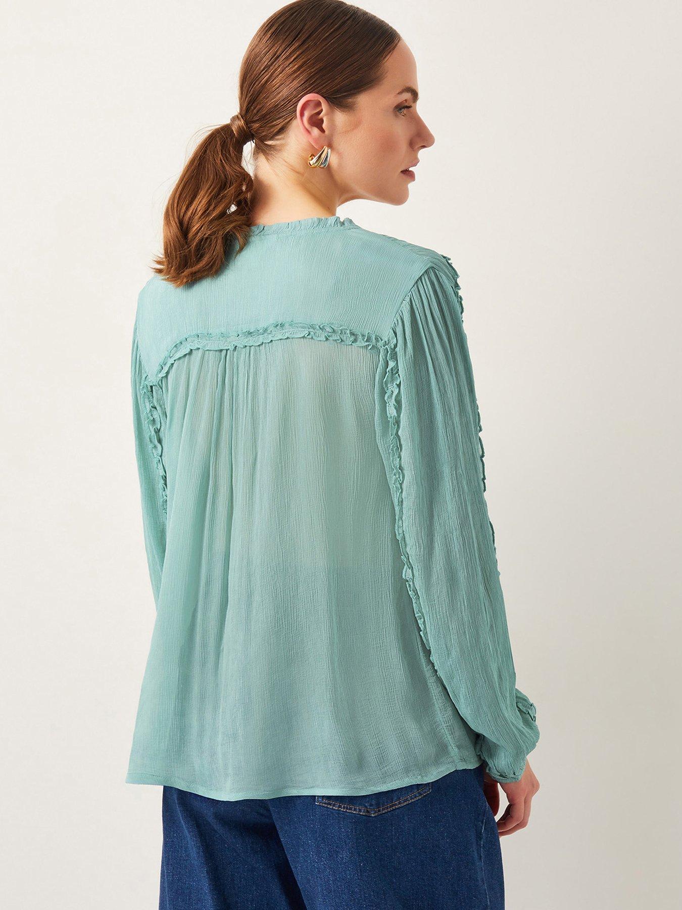  image of monsoon-juliet-ruffle-blouse-green
