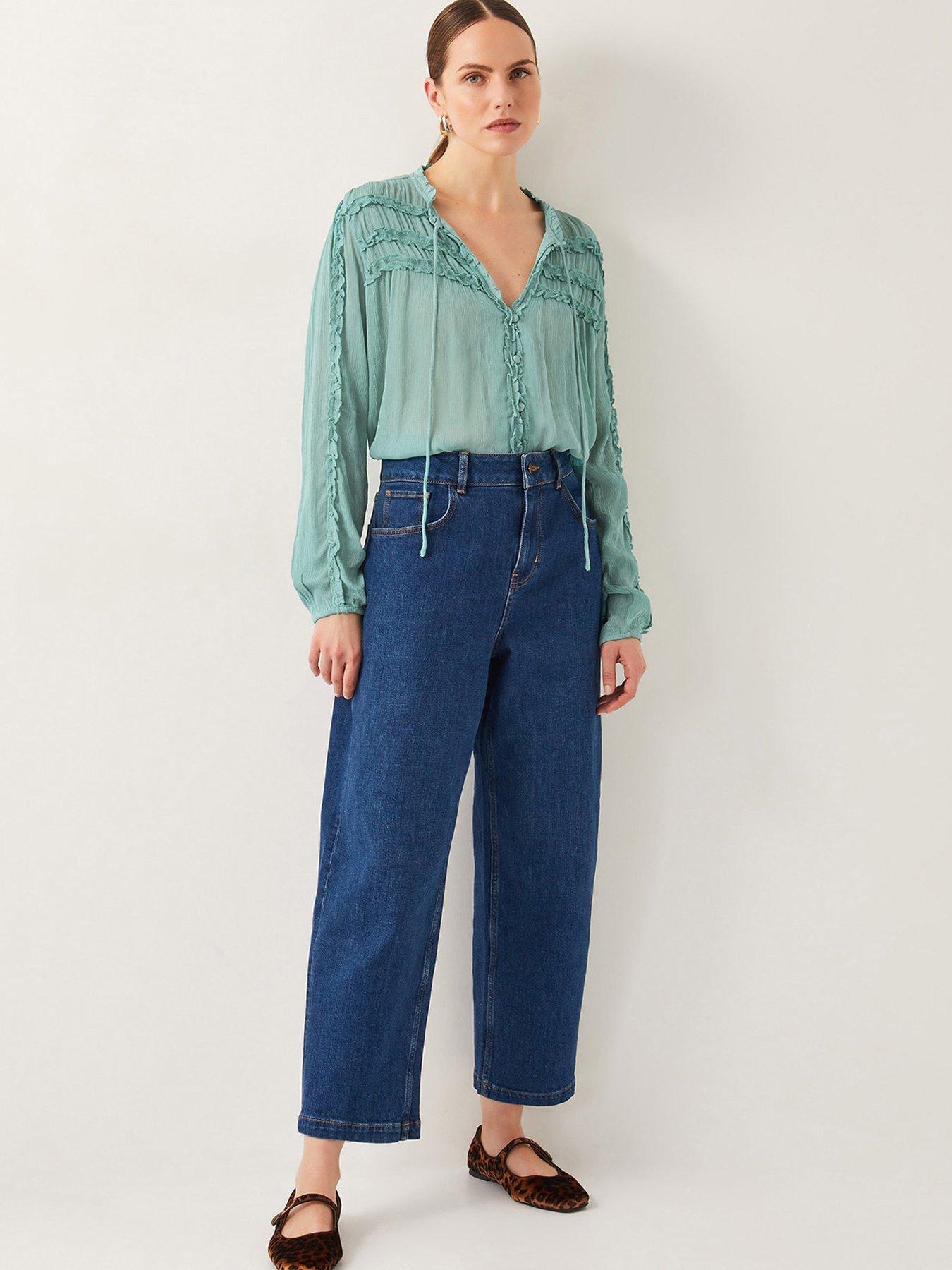  image of monsoon-juliet-ruffle-blouse-green