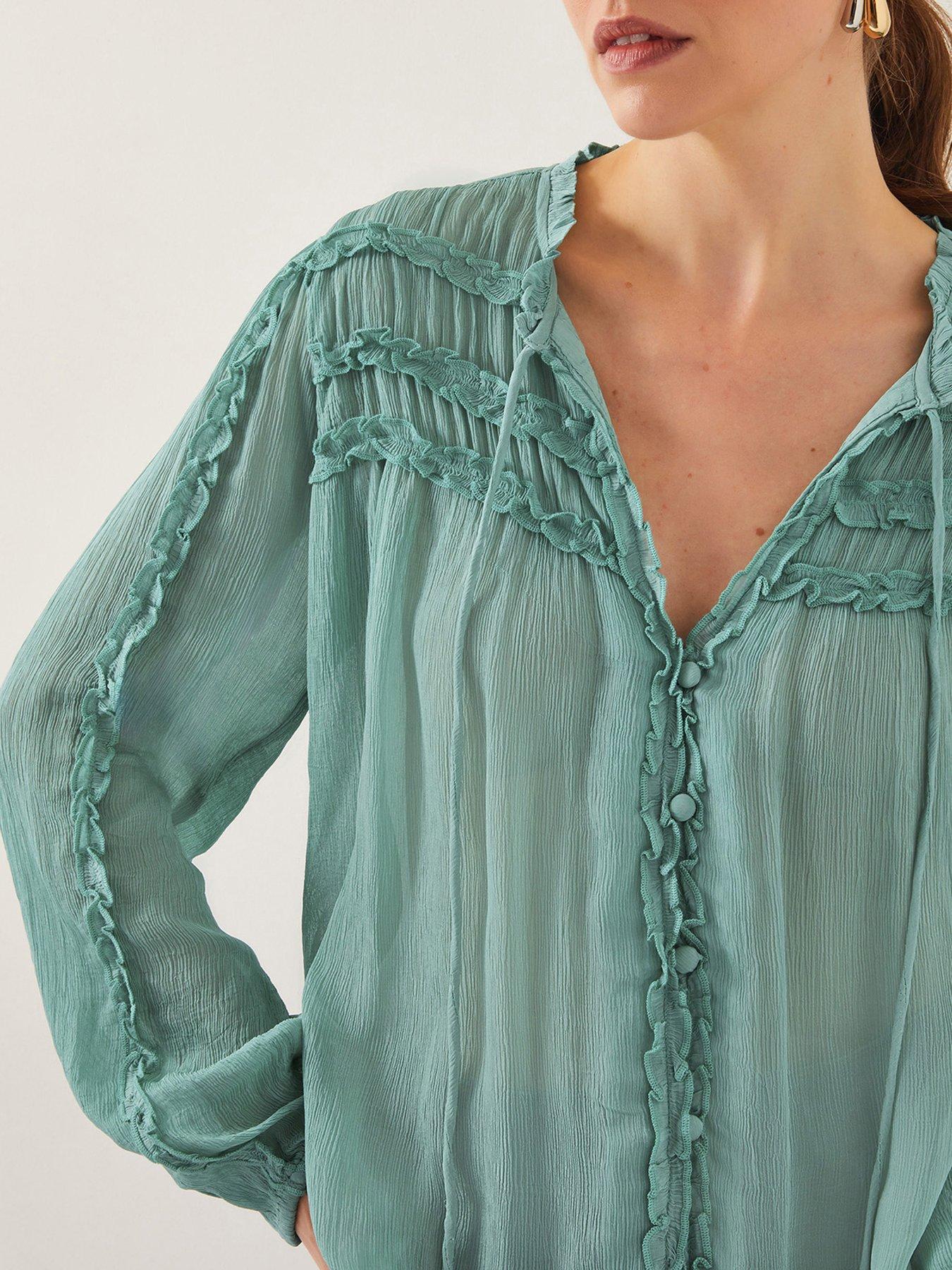  image of monsoon-juliet-ruffle-blouse-green