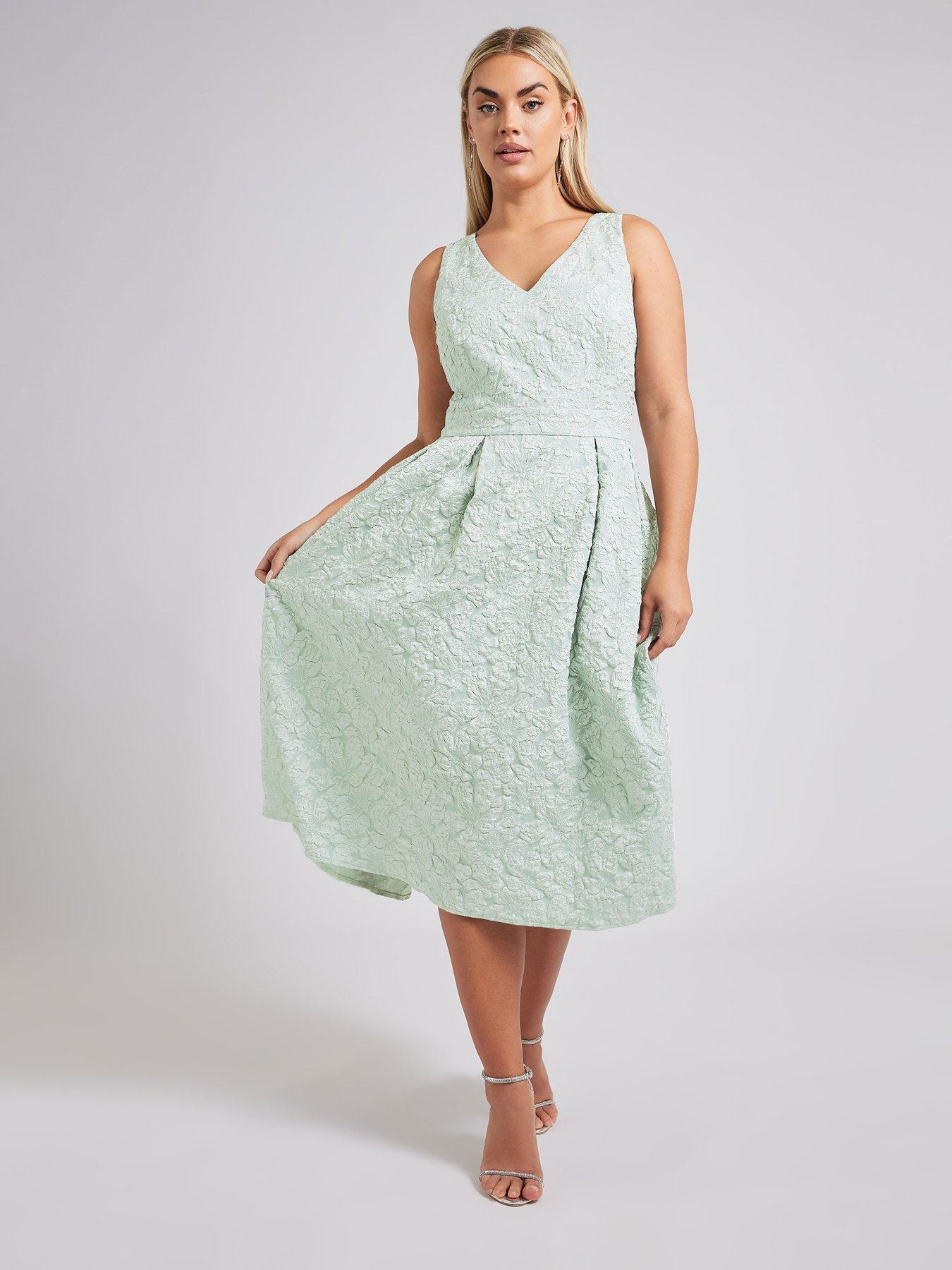 yours-jacquard-v-neck-prom-skater-dress