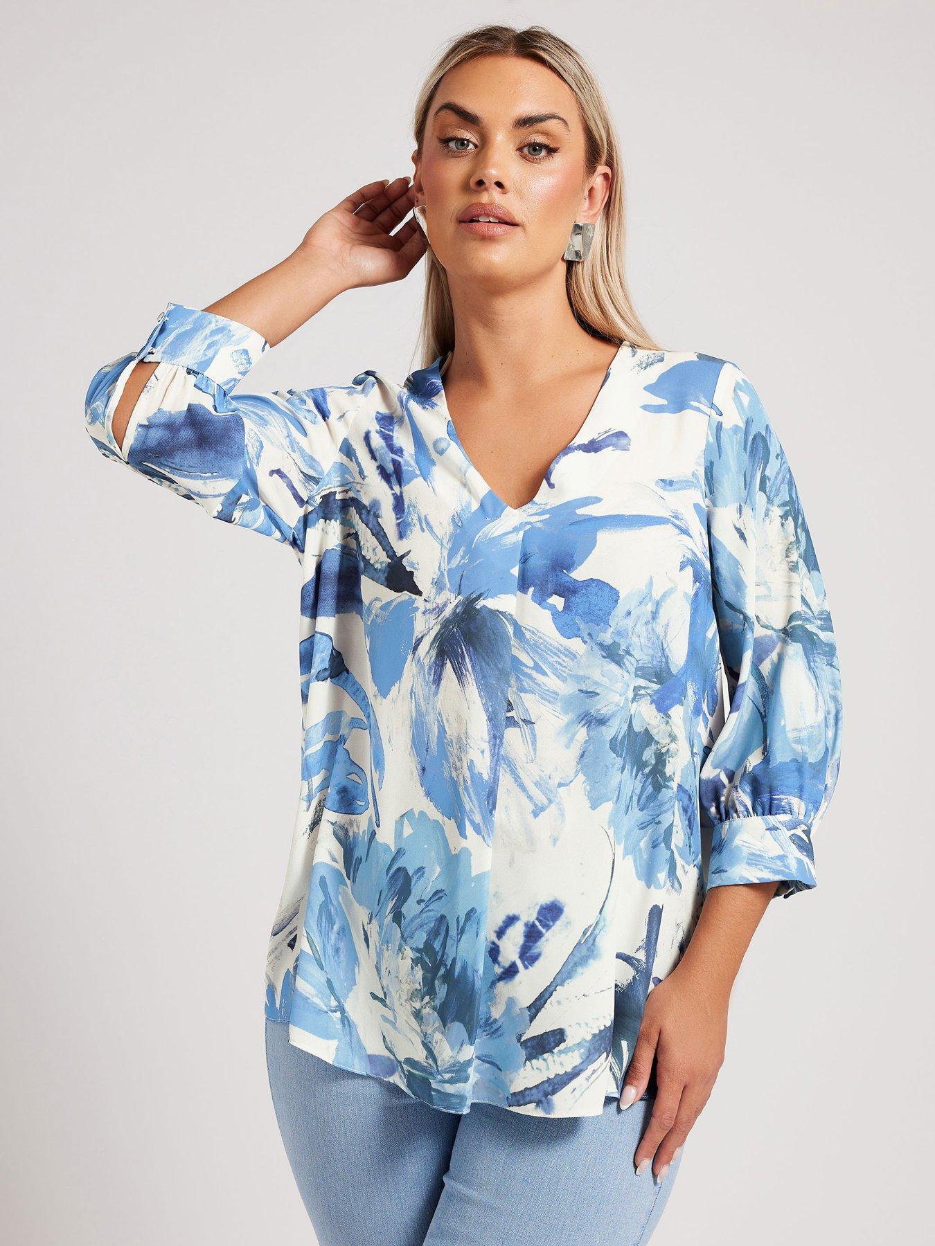 undefined Pleated Front Abstract Print Blouse - Black