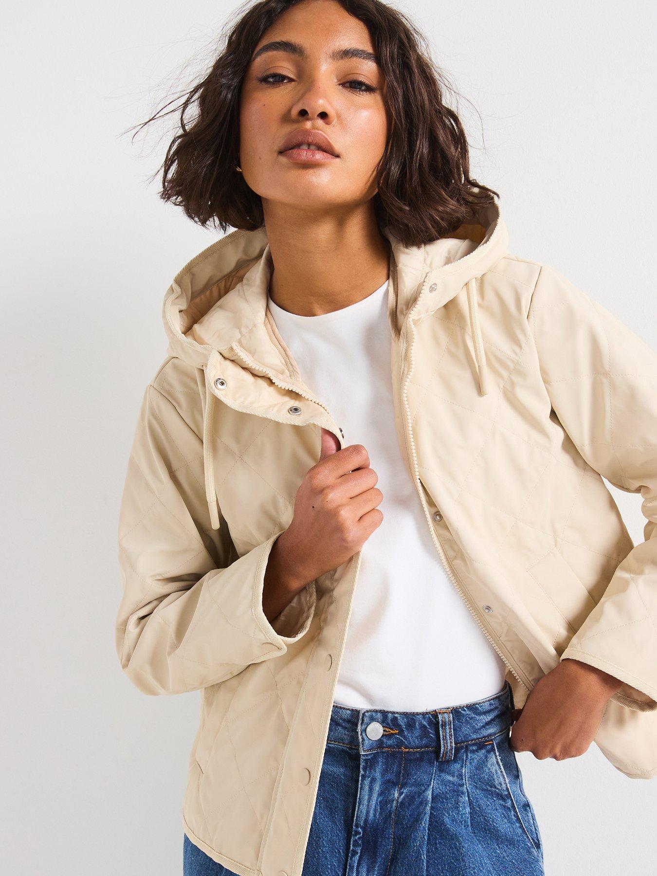  image of vero-moda-hooded-short-jacket-beige