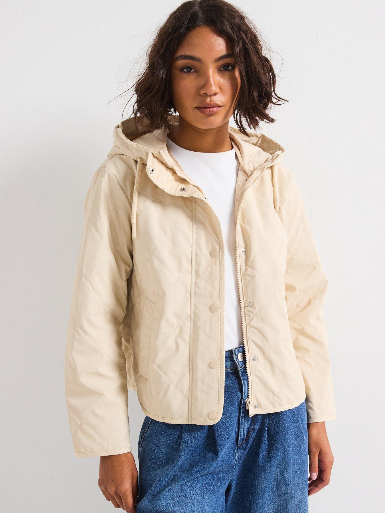  image of vero-moda-hooded-short-jacket-beige