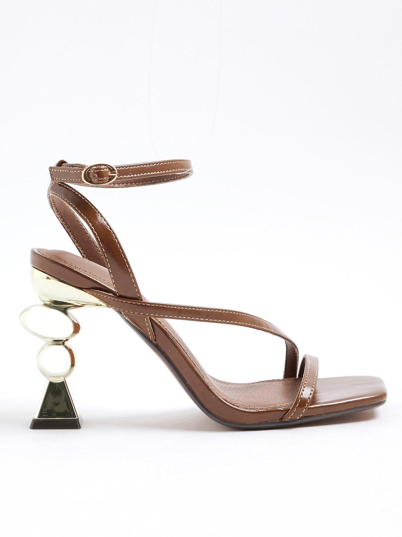 River Island Feature Heel Sandal - Dark Brown
