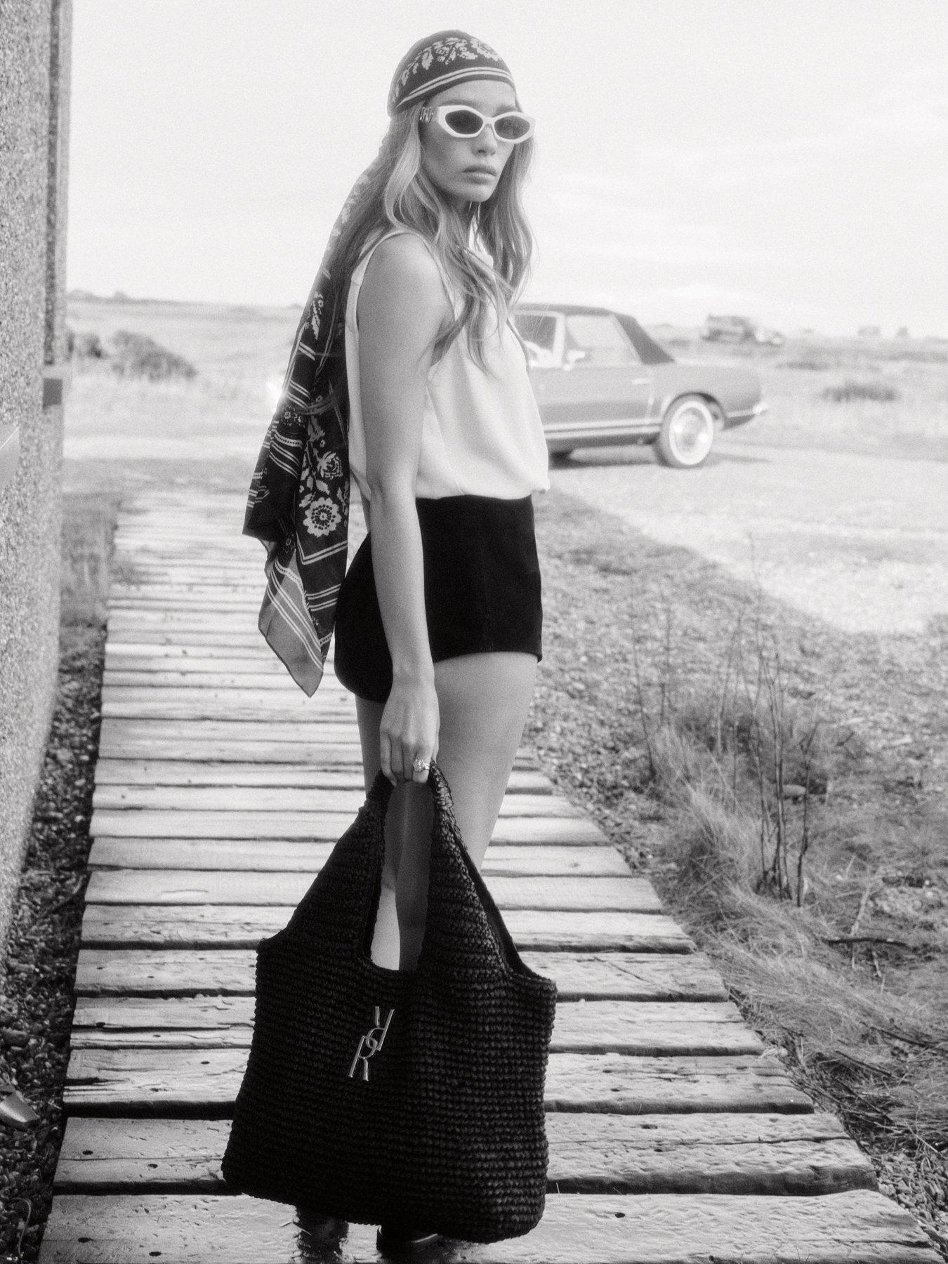  image of river-island-raffia-shopper-tote-black