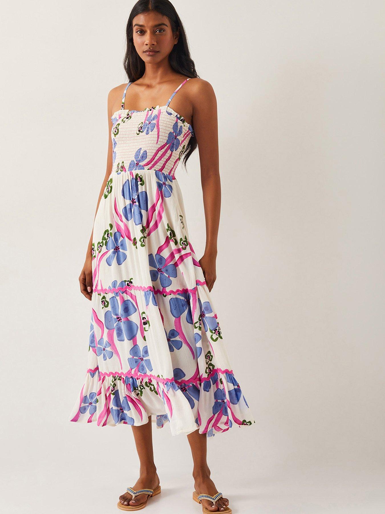 undefined Fiona Floral Bandeau Midi Dress - Ivory