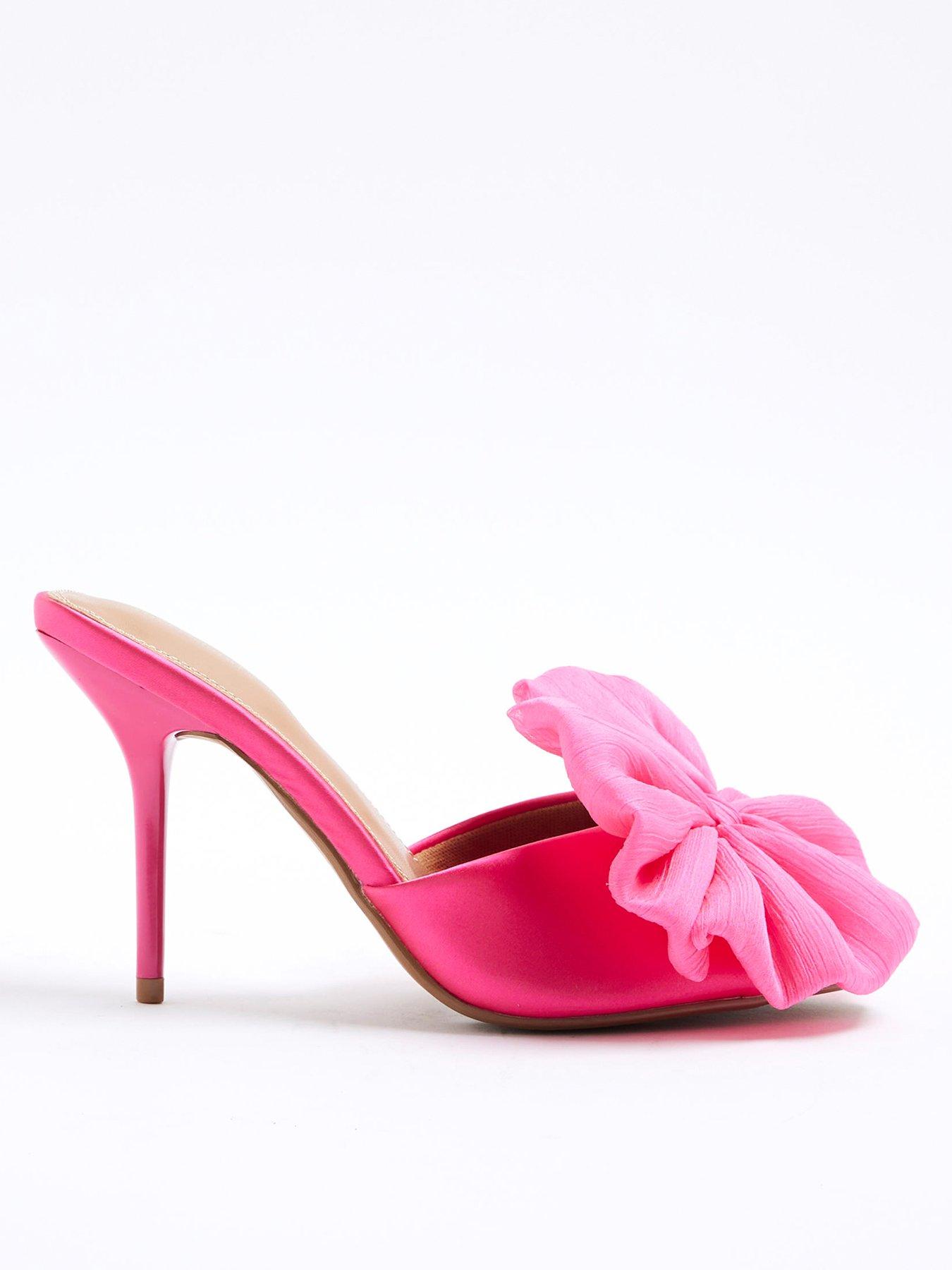 River Island Oversized Bow Mule - Bright Pink