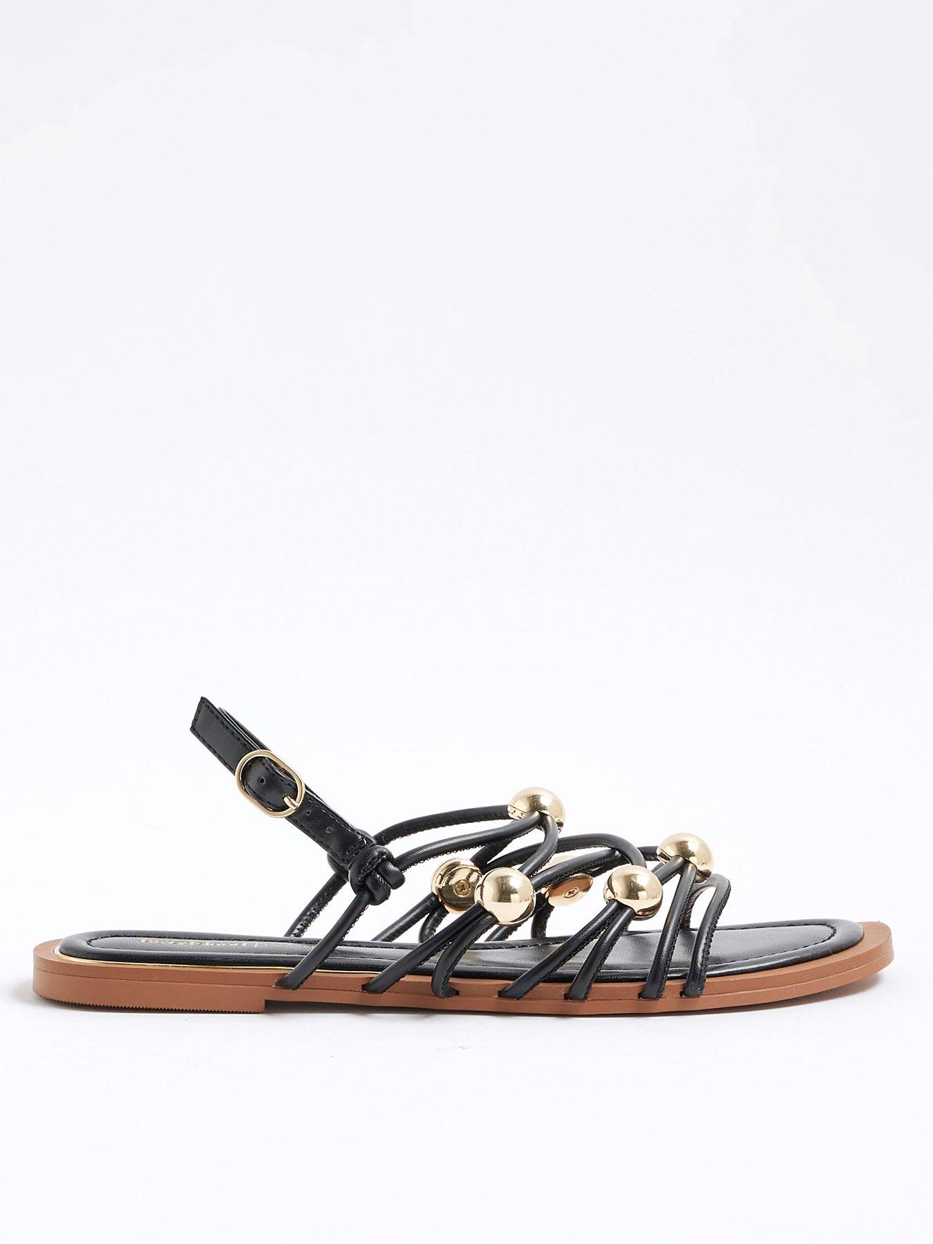 River Island Beaded Metal Sandal - Black